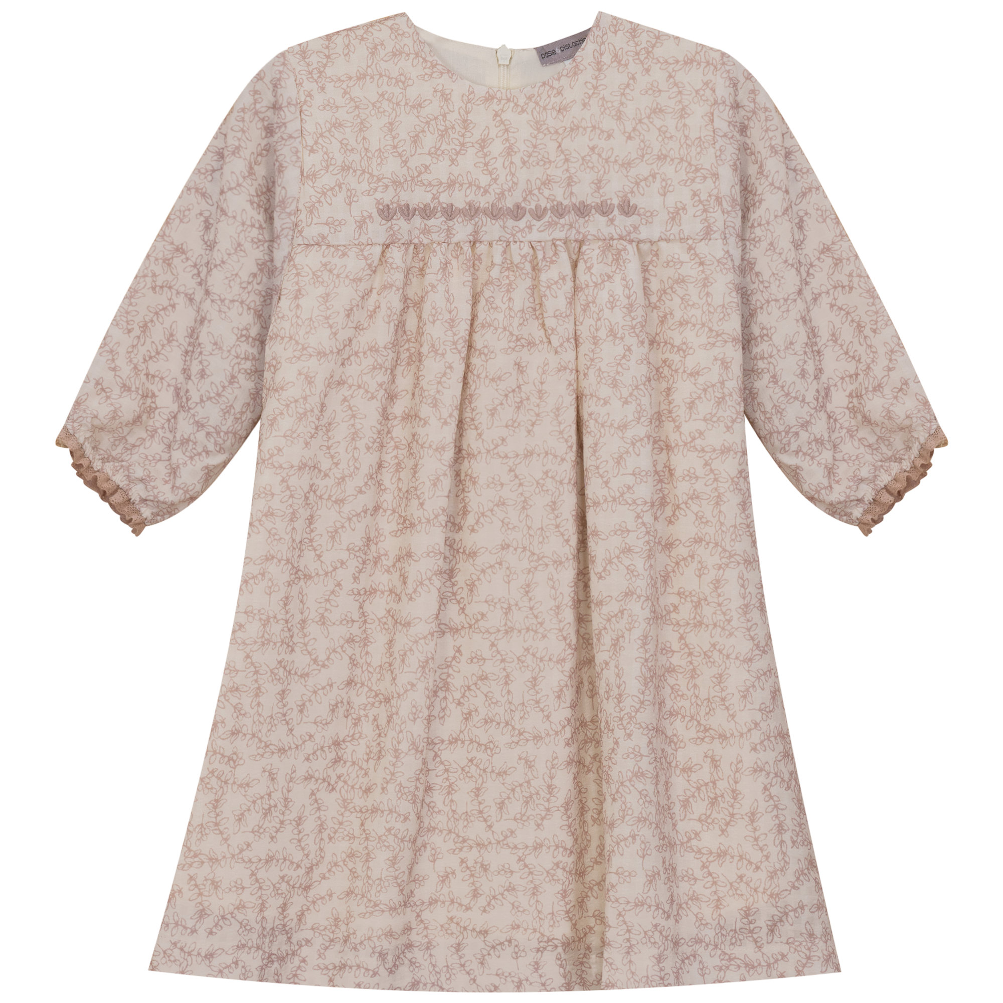 Leaf Print Dress in Pink by Posie & Pistachio