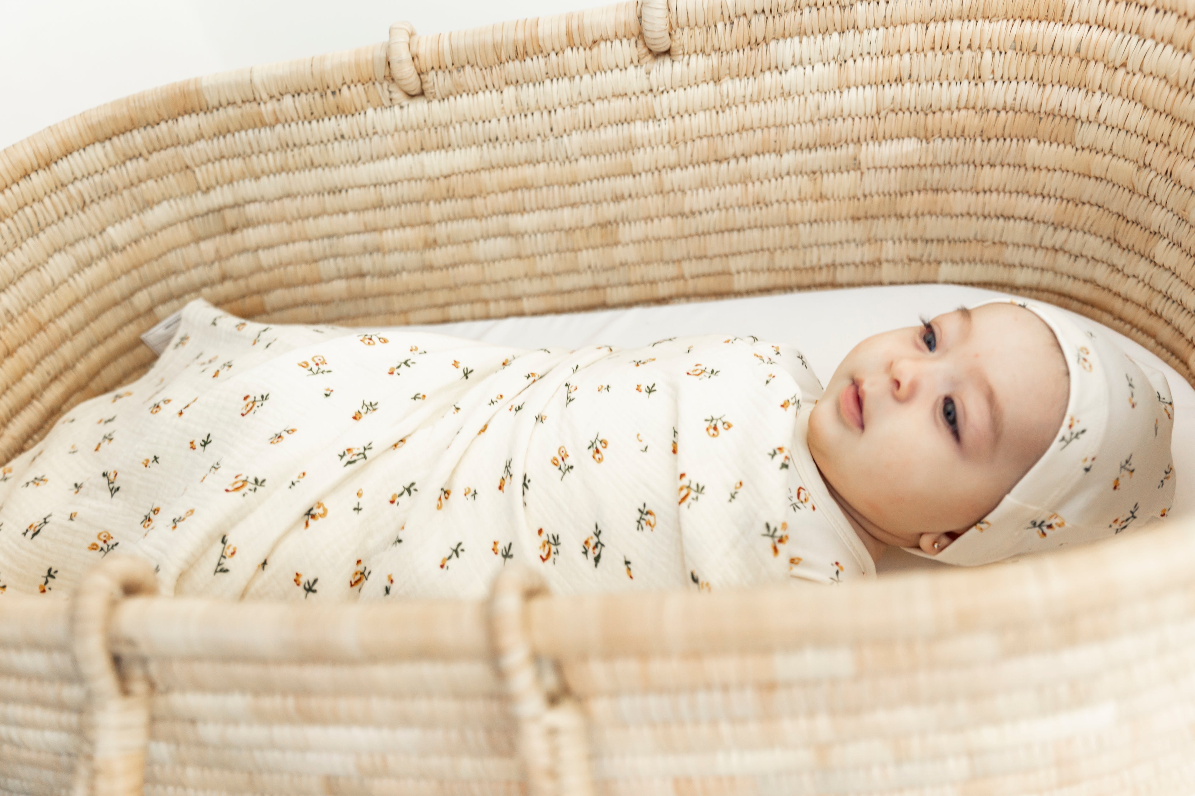 Floral Gauze Swaddle in by Space Grey