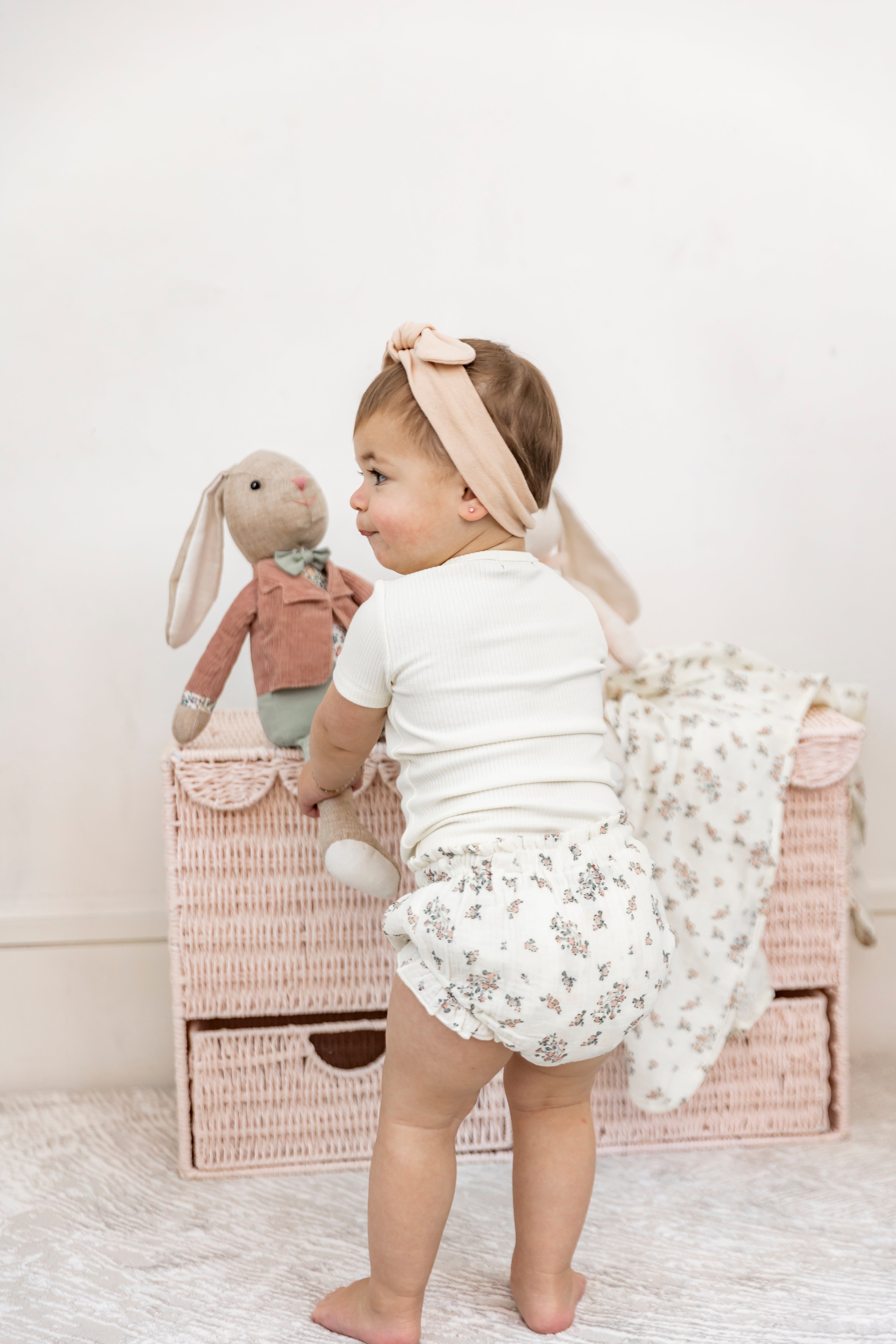 Floral Print Gauze Swaddle in by Space Grey