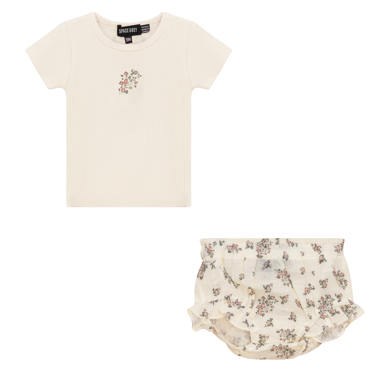Floral Print 2Pc Set in Cream by Space Grey