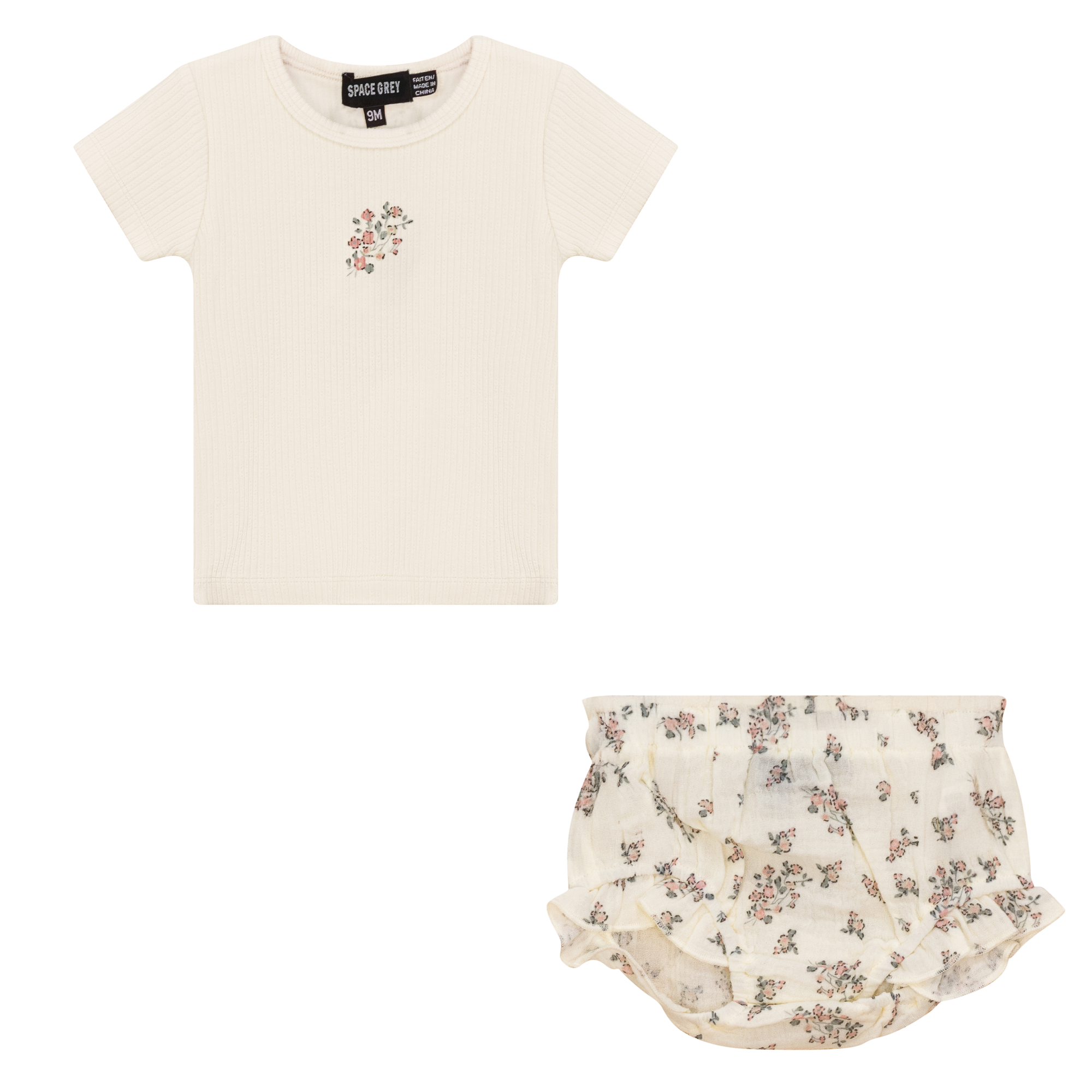 Floral Print 2Pc Set in Cream by Space Grey