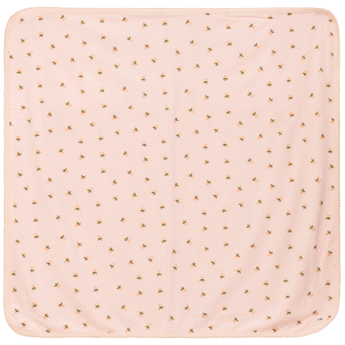 Floral Print Pointelle Blanket in Pink One Size by Lux