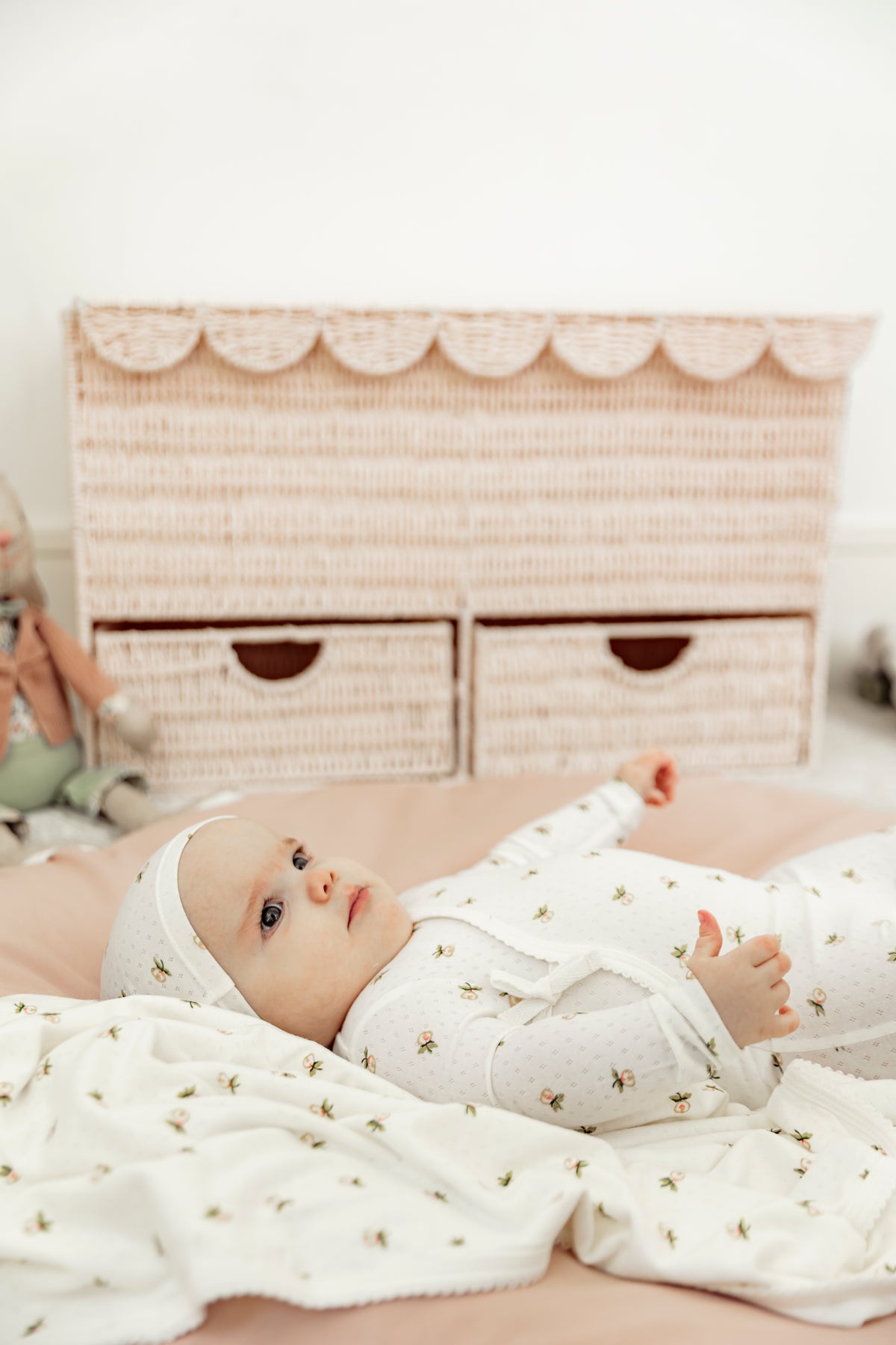 Floral Print Pointelle Blanket in by Lux