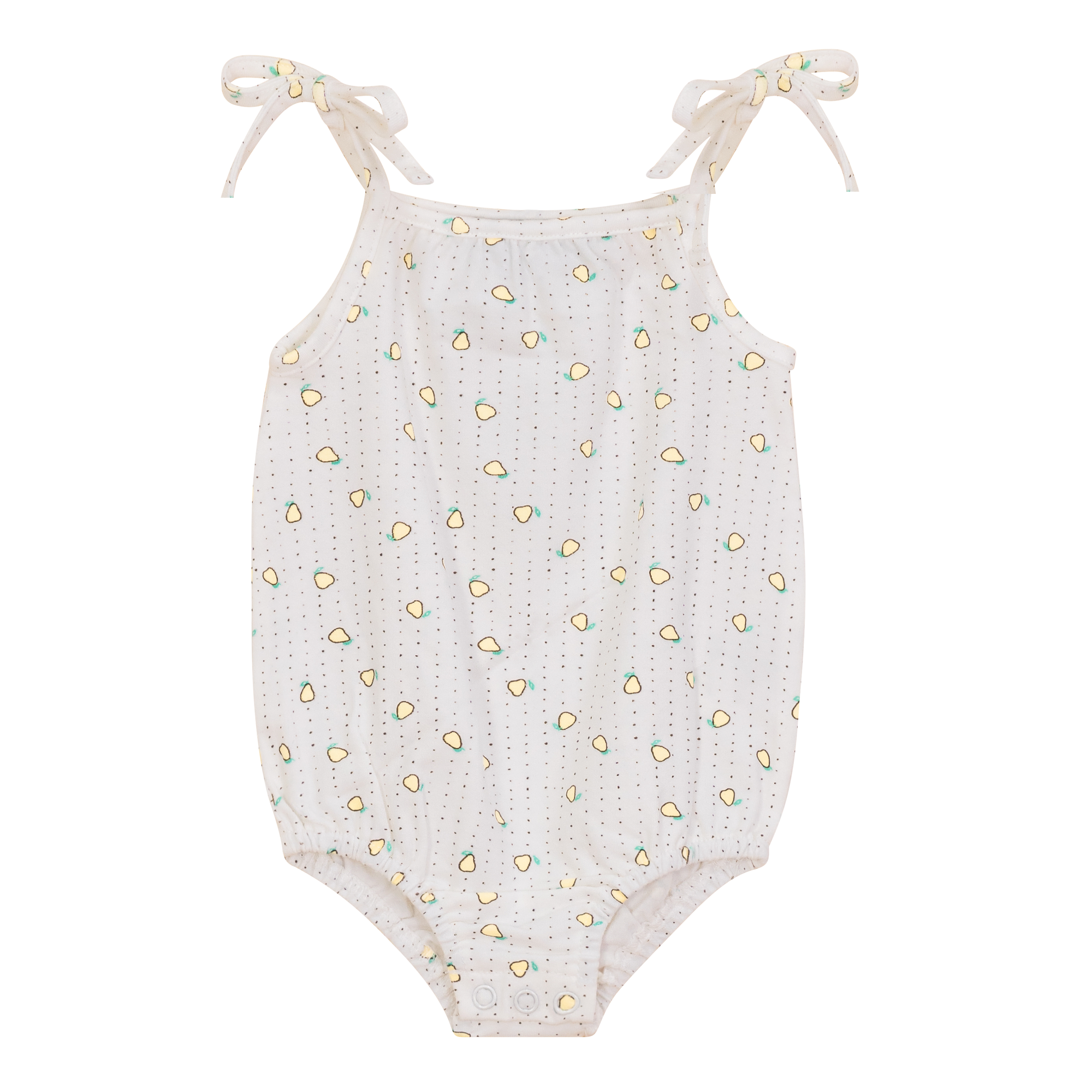 Strawberry and Pear Printed Romper in Off white Yellow by Puddles