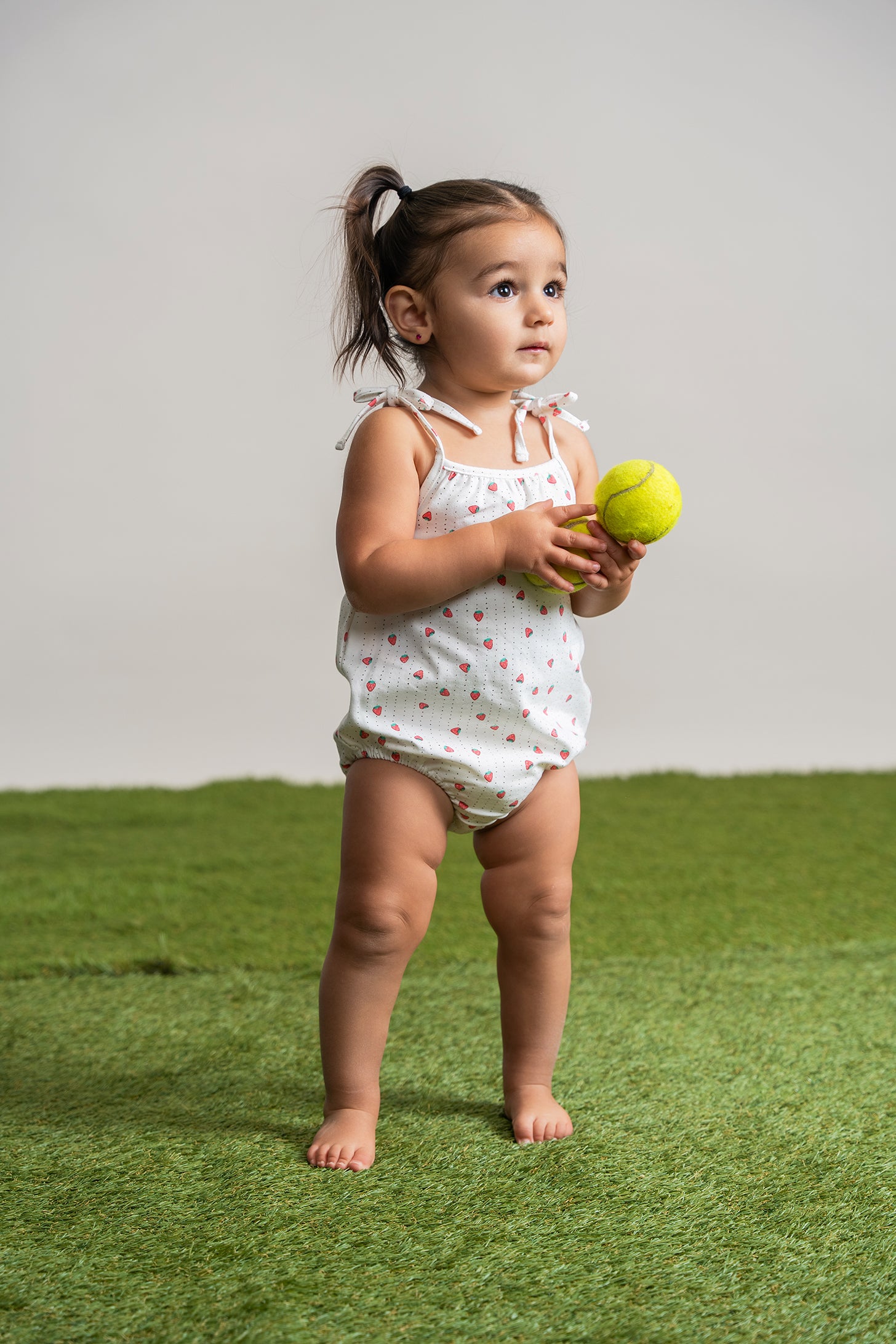 Strawberry and Pear Printed Romper in by Puddles