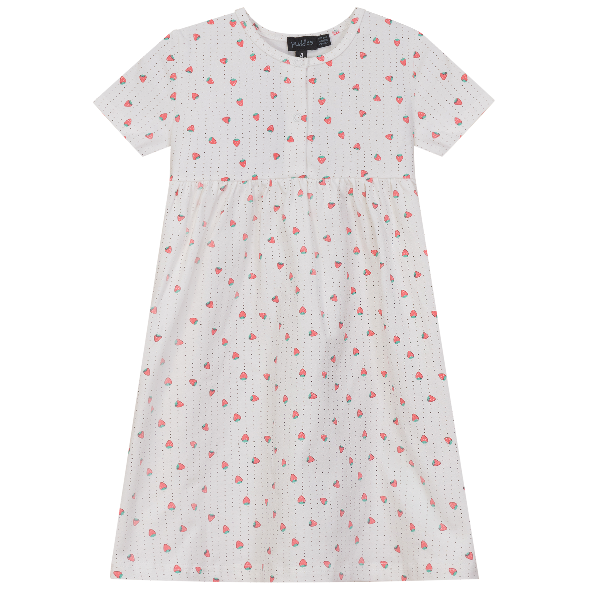 Strawberry and Pear Printed Dress in Off White Red by Puddles