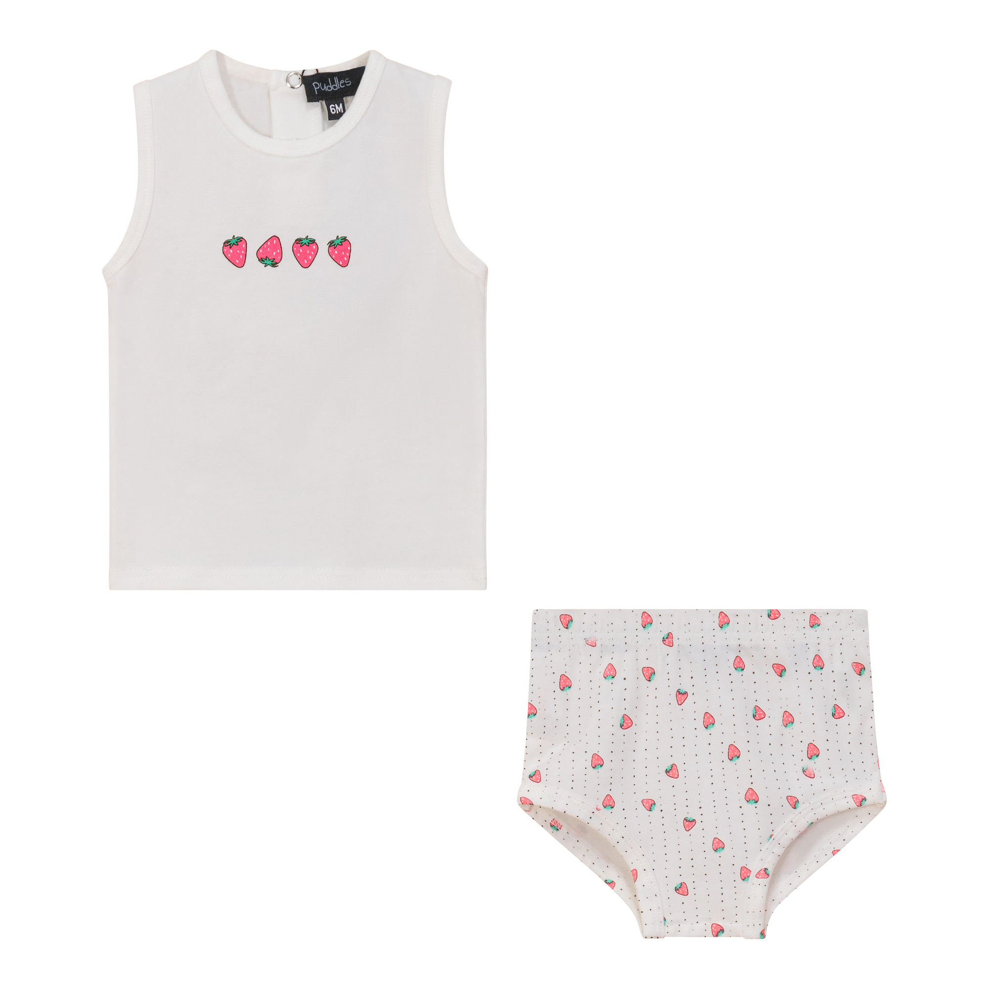 Strawberry and Pear Printed 2pc Set in Off White Red by Puddles