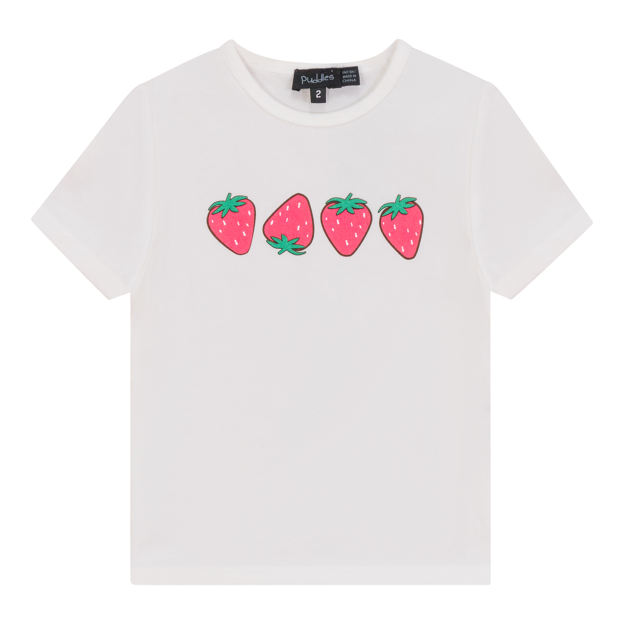 Strawberry Print Tshirt in Off White Red by Puddles