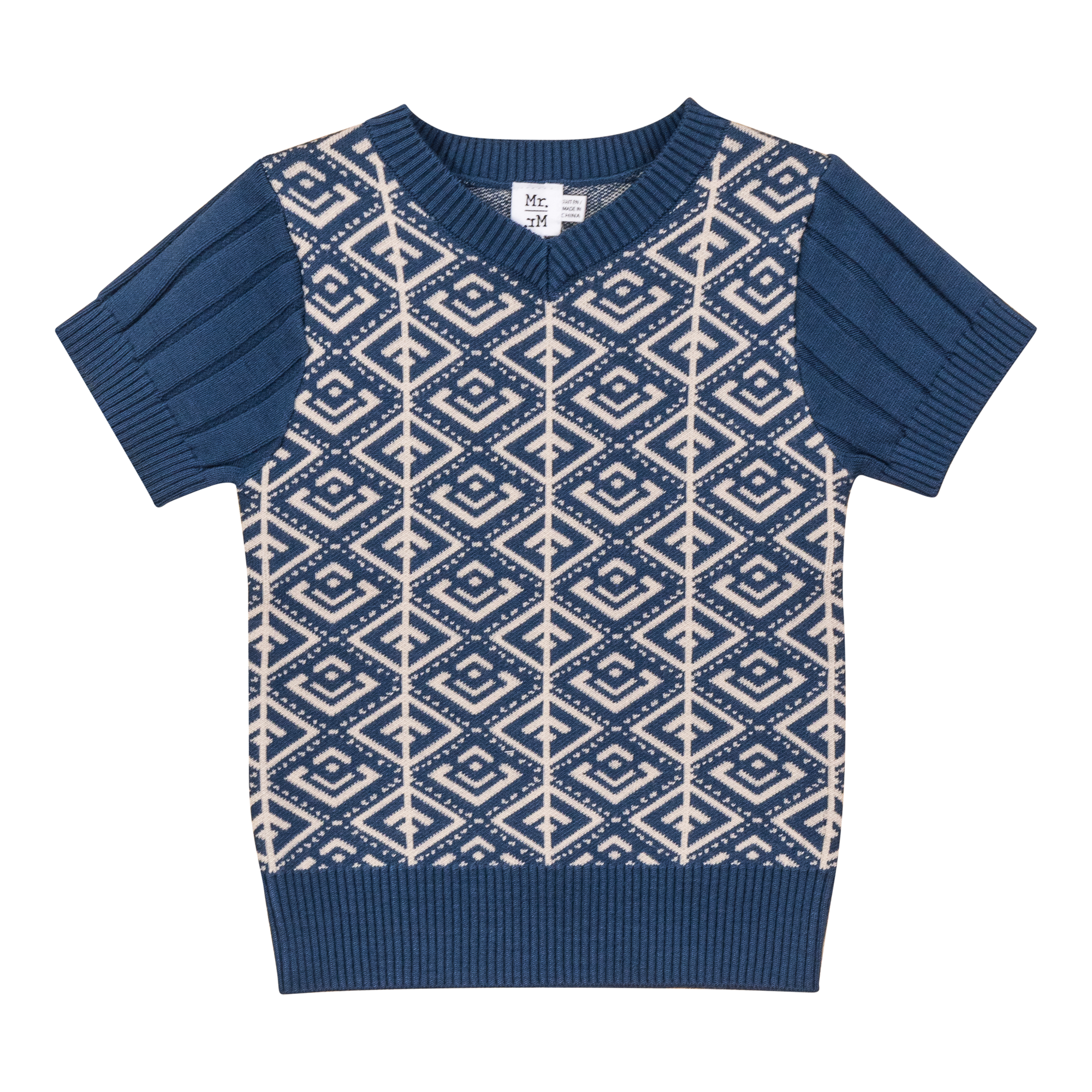 Jacquard Knit Sweater in Insignia Blue Dark Almond by Mr. Mr.