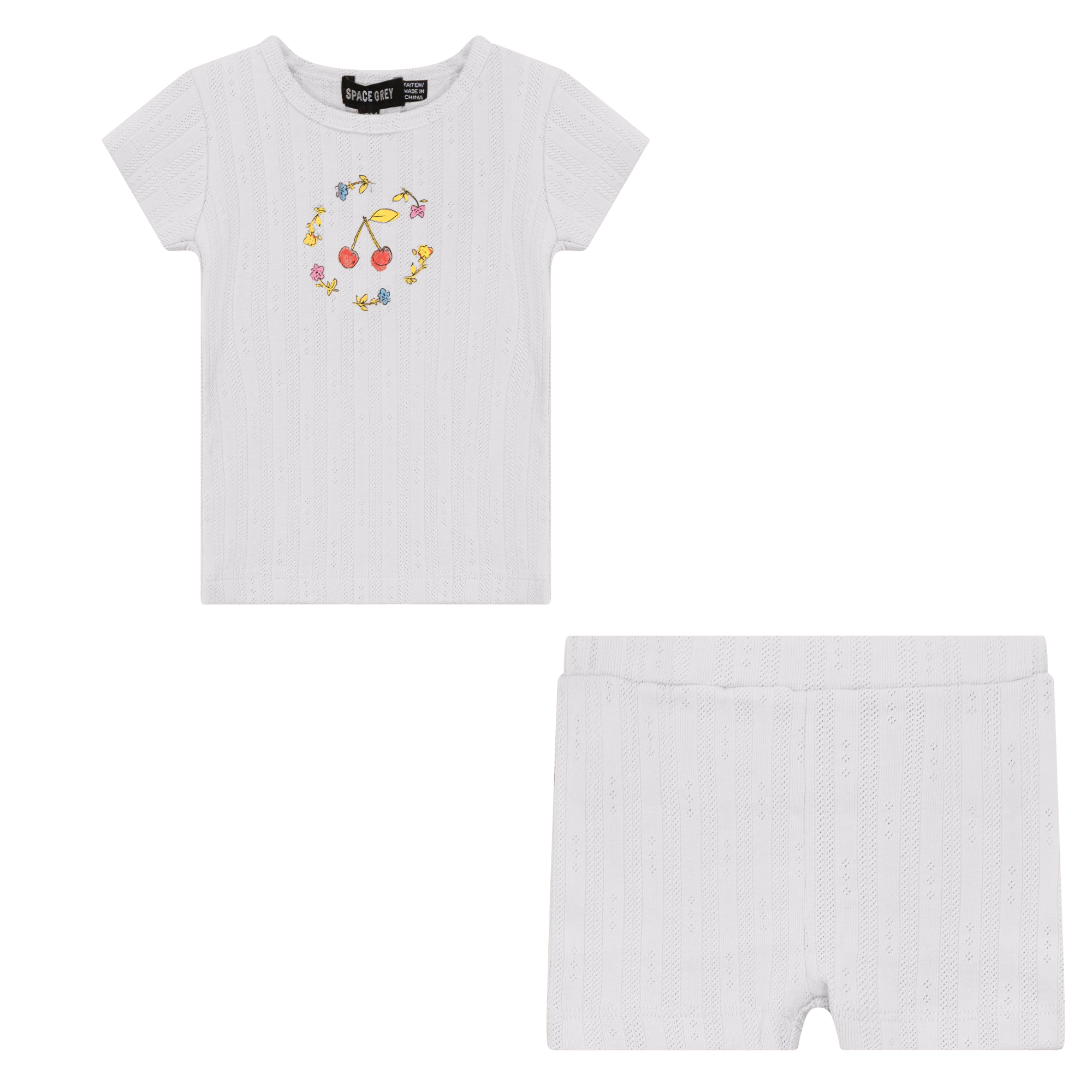 Pointelle Ribbed 2Pc Set in White by Space Grey