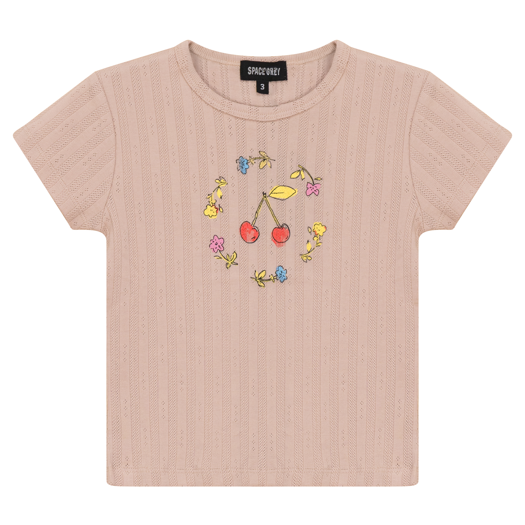 Pointelle Ribbed T-Shirt in Soft Pink by Space Grey