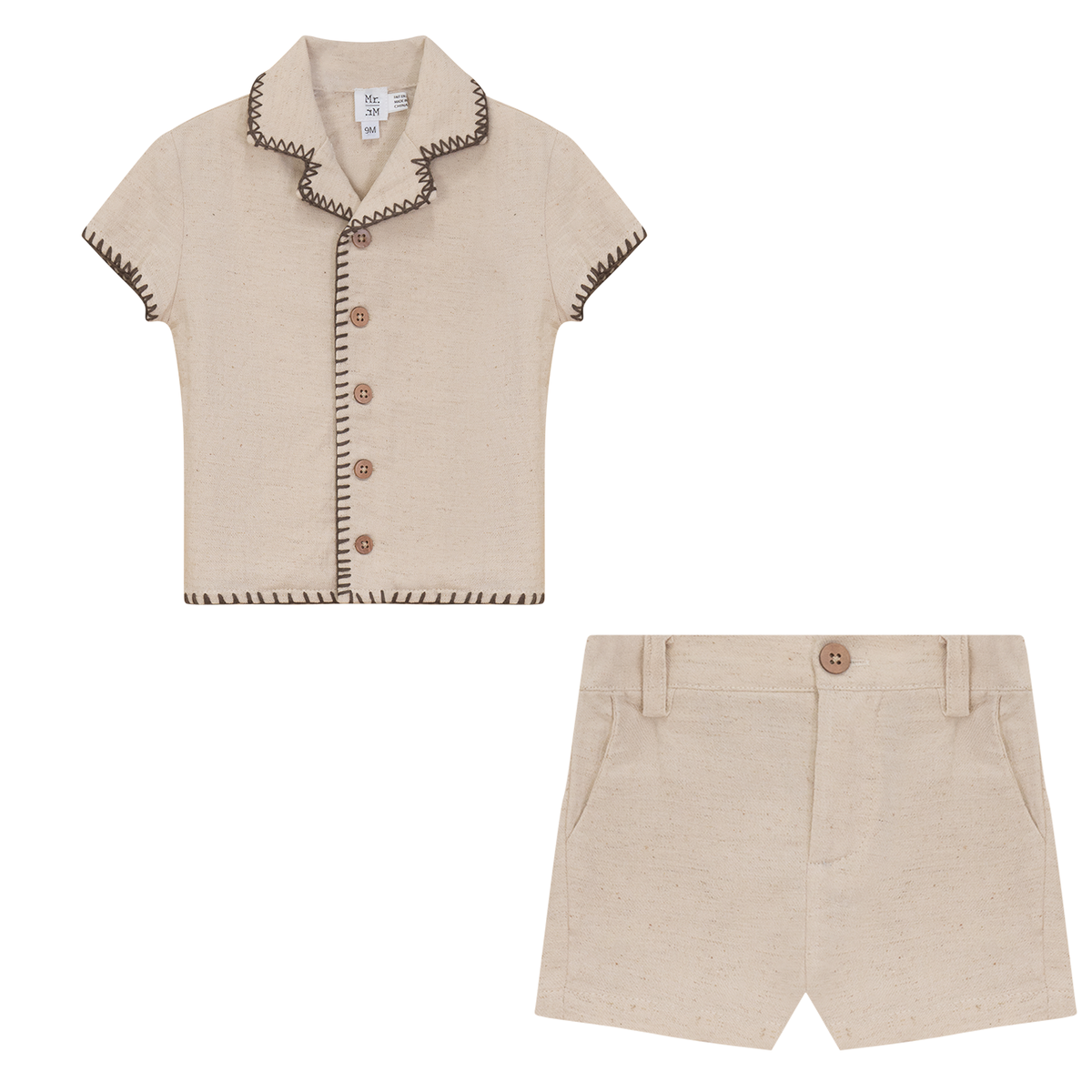 Twill Woven Shorts Set in Beige by Mr. Mr.