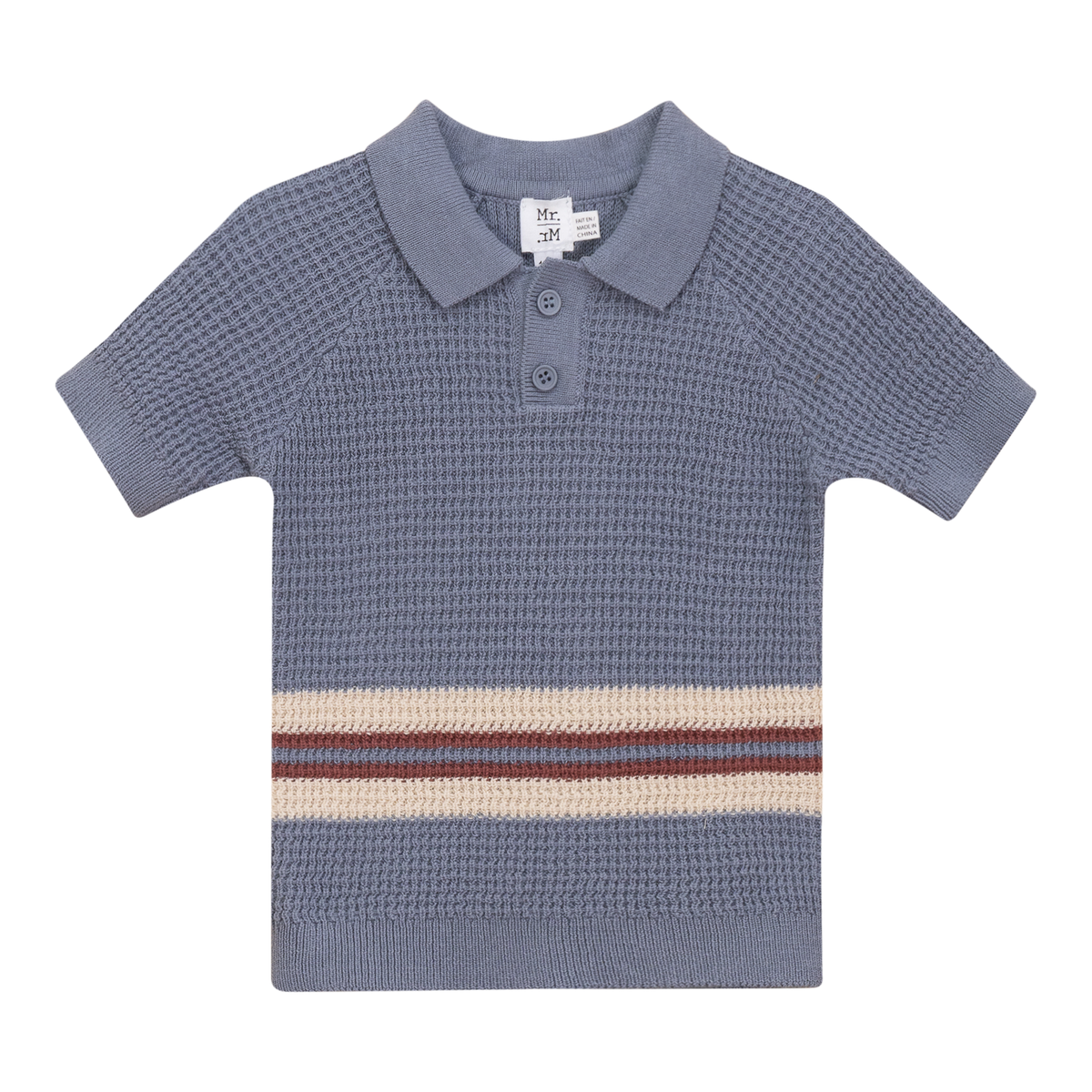 Waffle Knit Striped Sweater in Grey Blue by Mr. Mr.