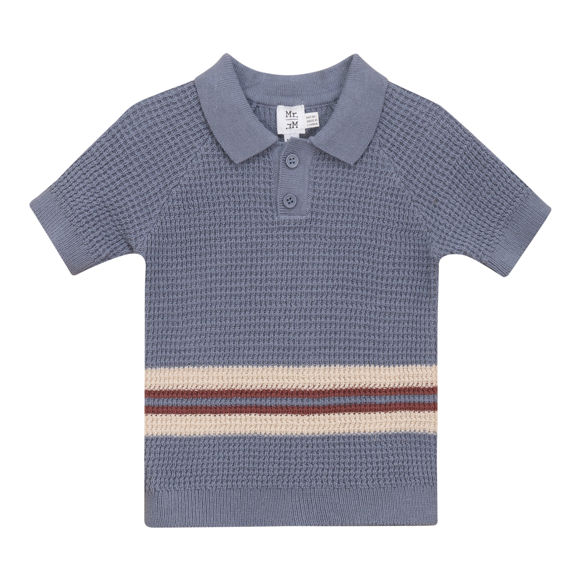 Waffle Knit Striped Sweater in Grey Blue by Mr. Mr.