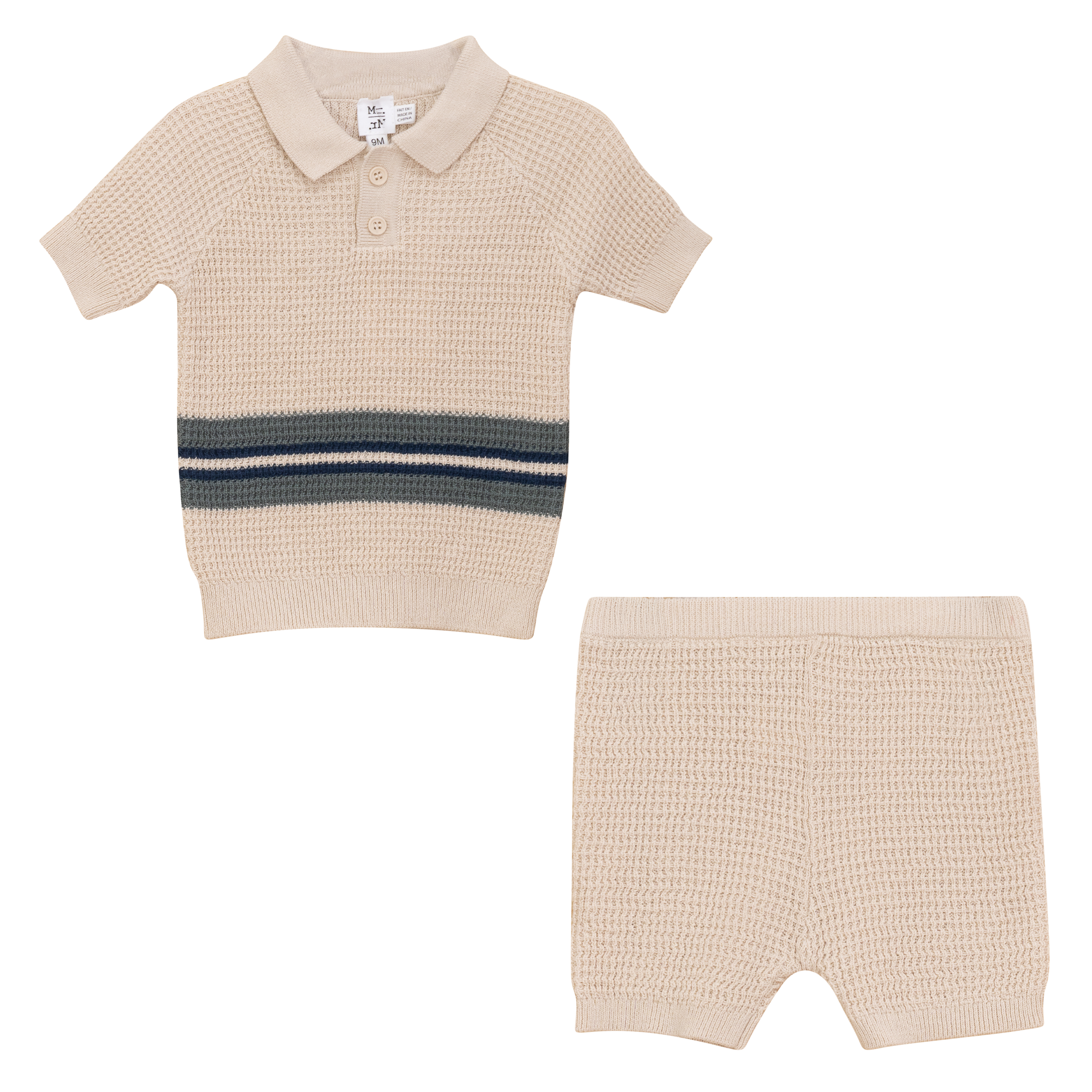 Waffle Knit Striped 2Pc Set in Dark Almond Spruce by Mr. Mr.
