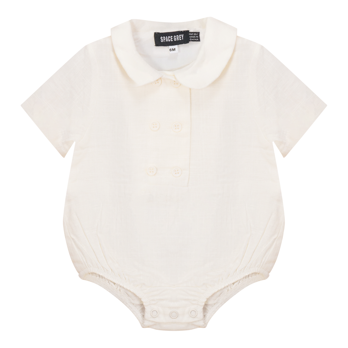 Woven Buttoned Romper in Off White by Space Grey