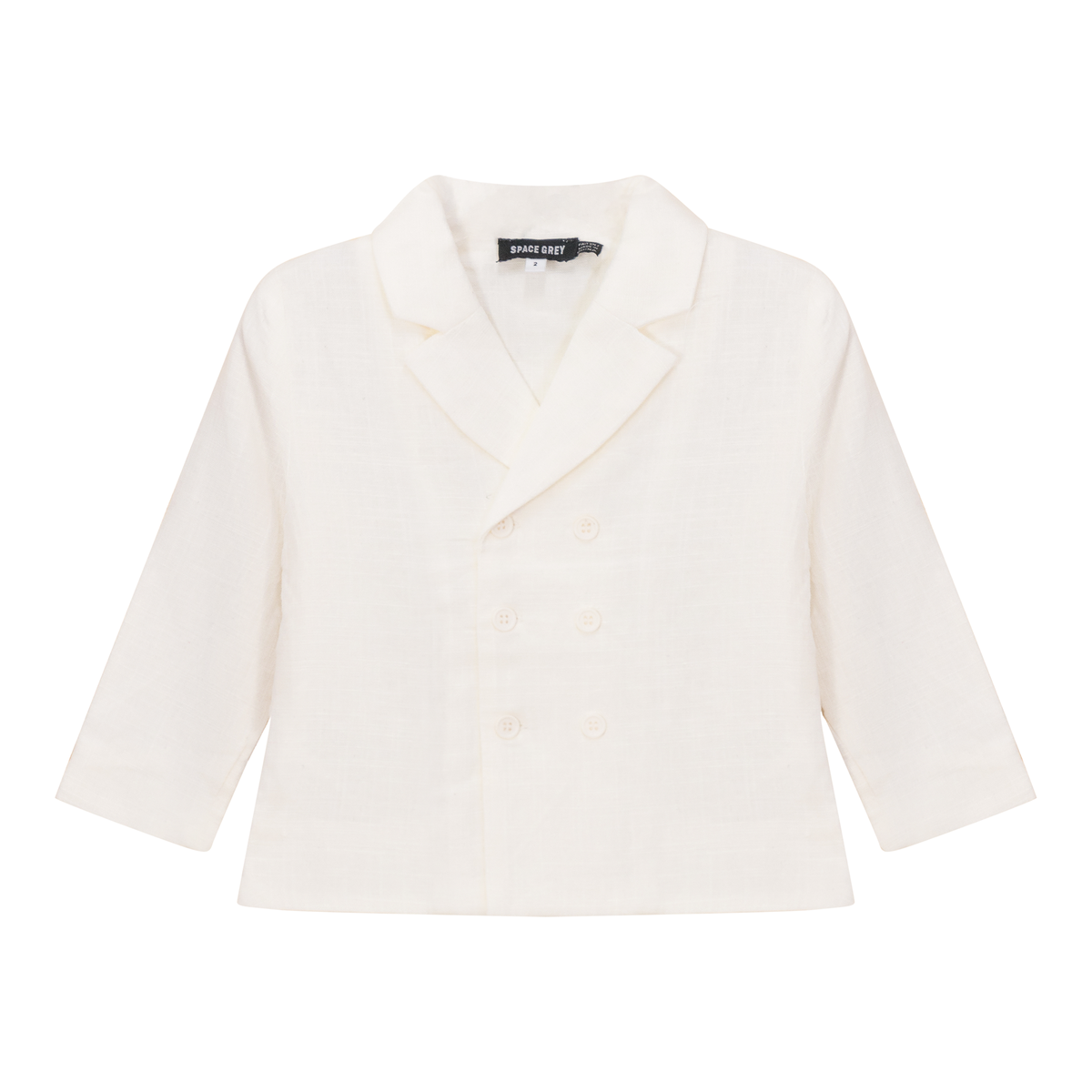 Woven Double Breasted Blazer in Off White by Space Grey