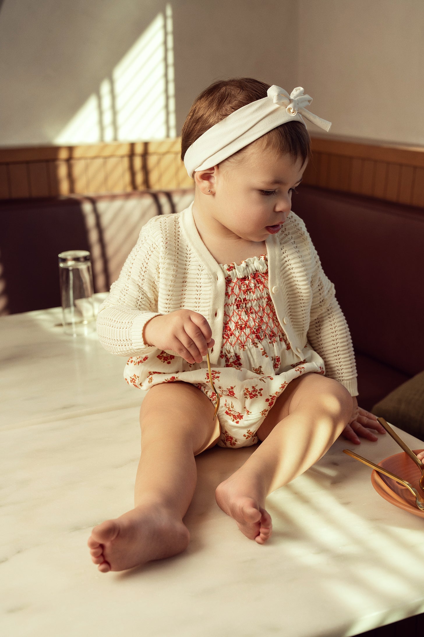 Pointelle Knit Cropped Cardigan in by Space Grey