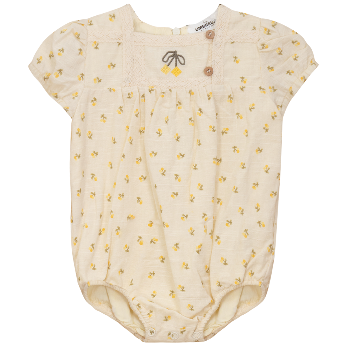 Cherry Printed Linen Bubble in Yellow by The Umbrella Academy