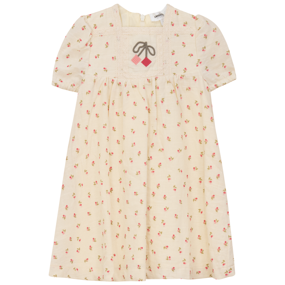 Cherry Printed Linen Dress in Pink by The Umbrella Academy