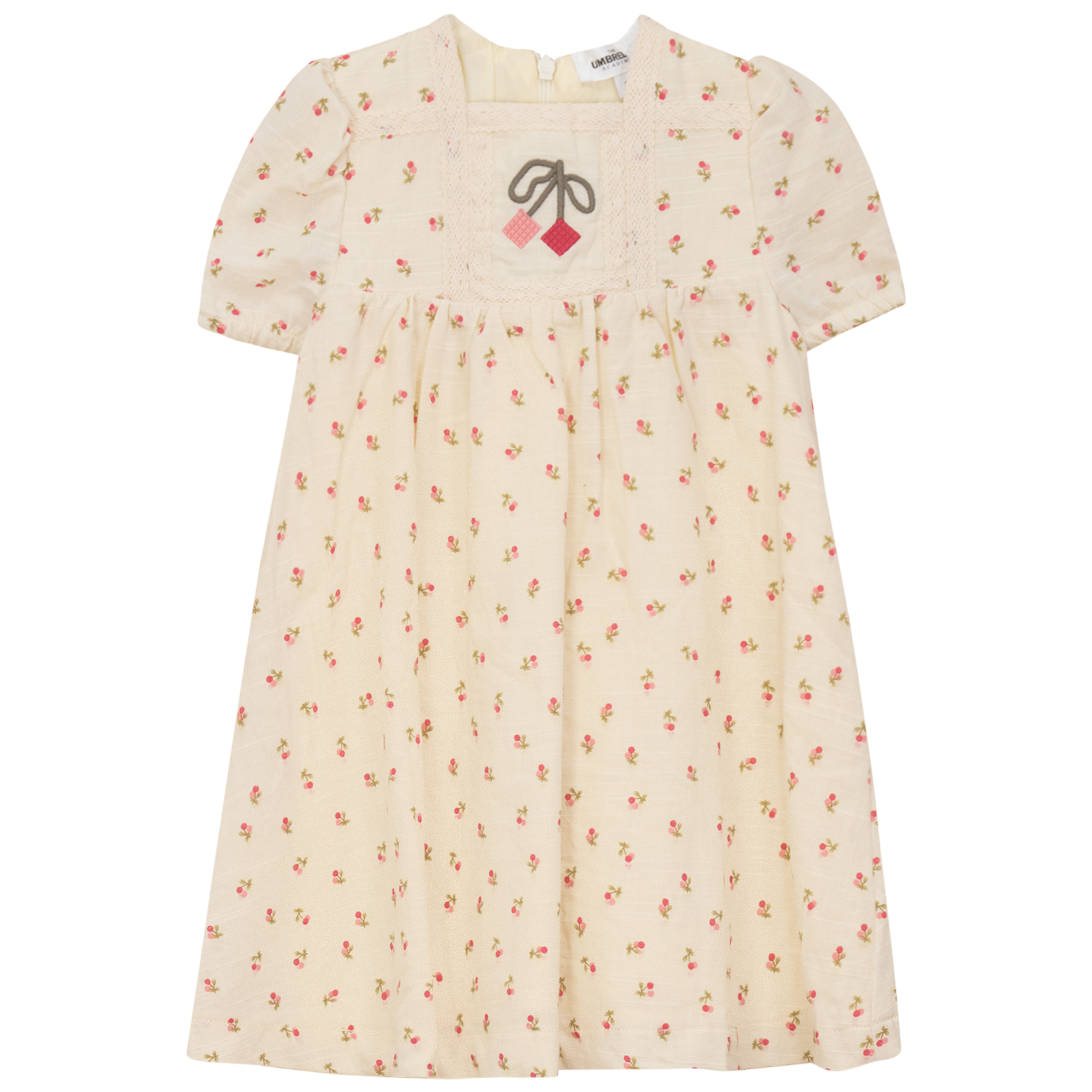 Cherry Printed Linen Dress in Pink by The Umbrella Academy