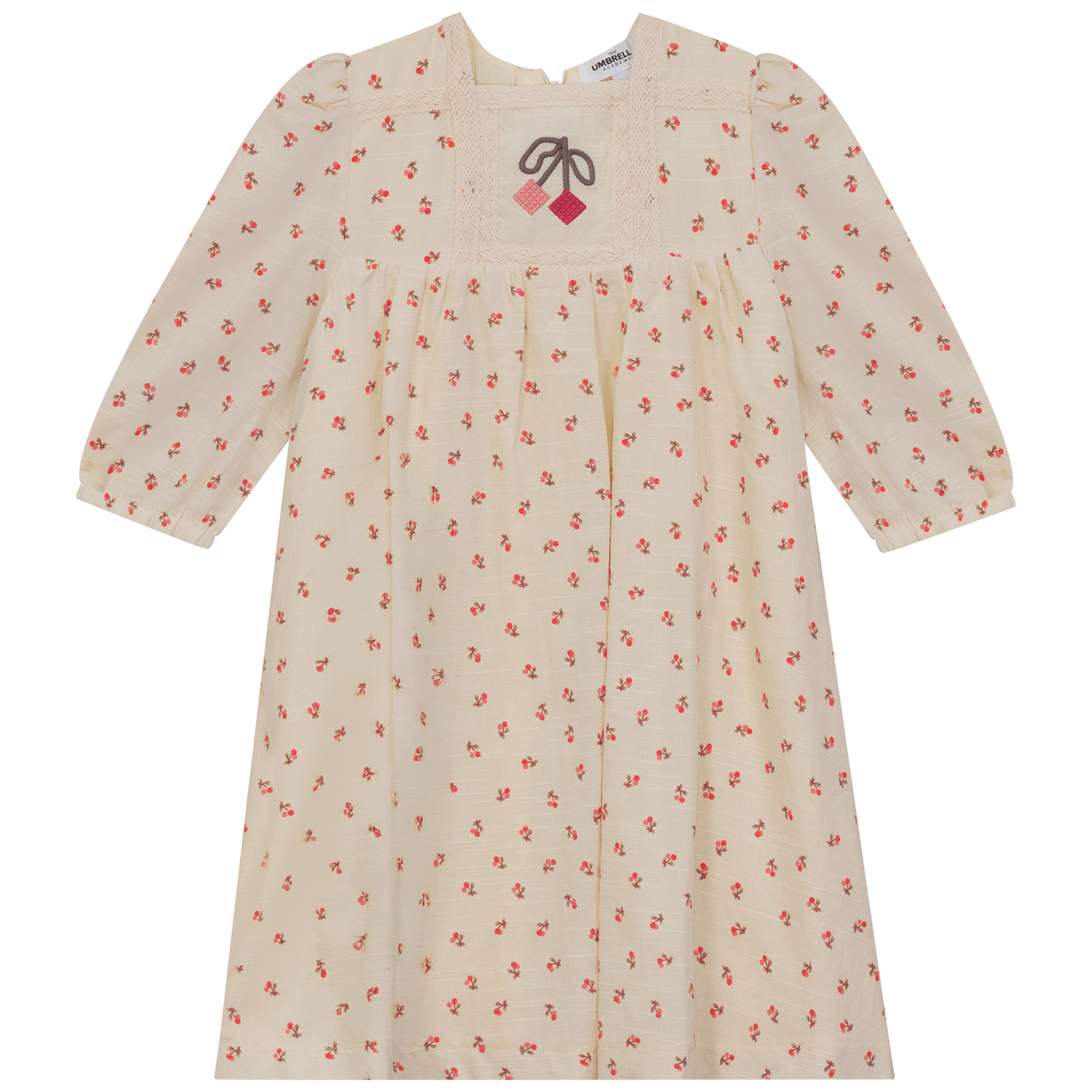 Cherry Printed Linen Dress in Pink by The Umbrella Academy