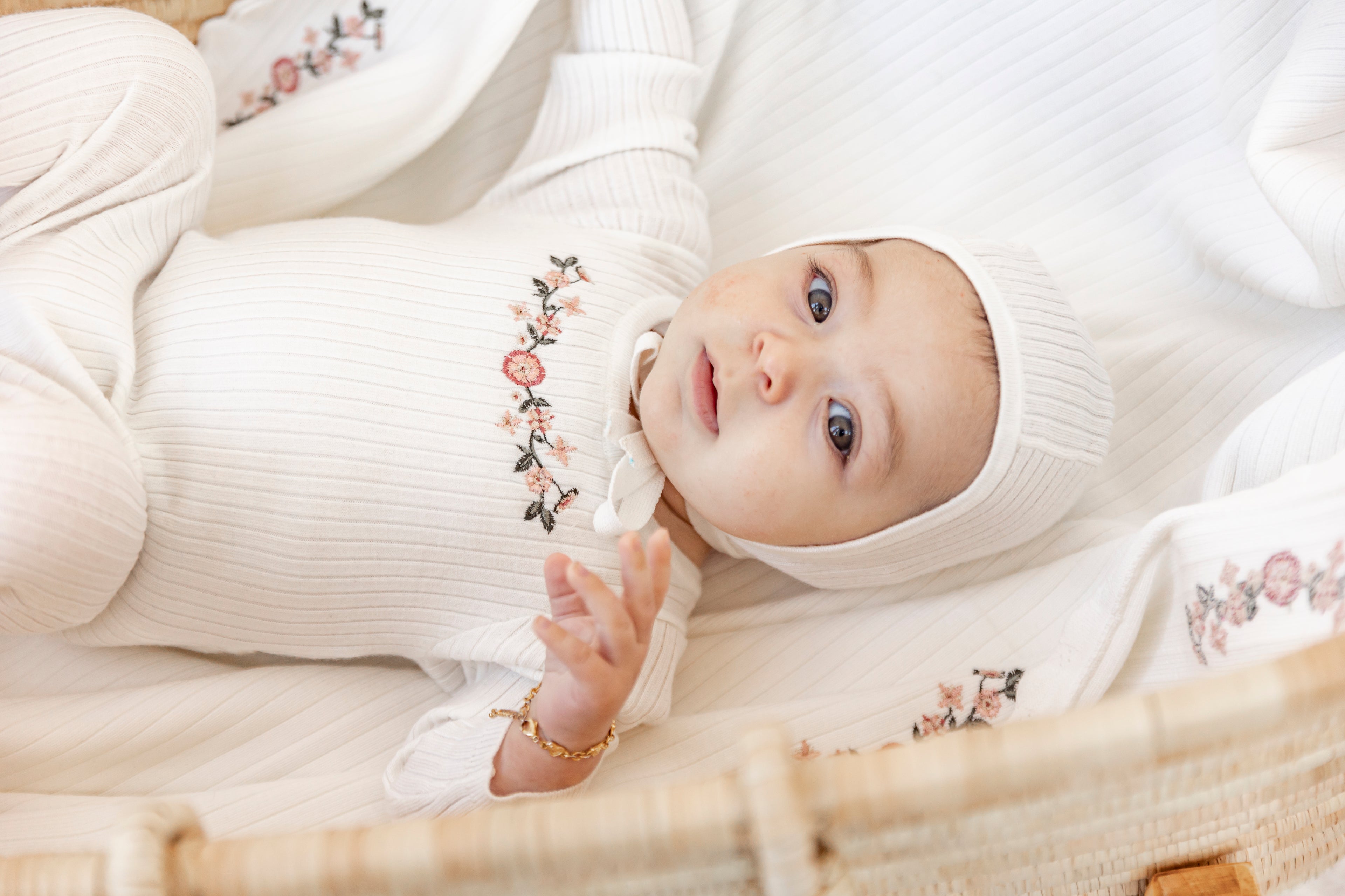 Rib Knit Blanket in Off White Blue One Size by Apricot