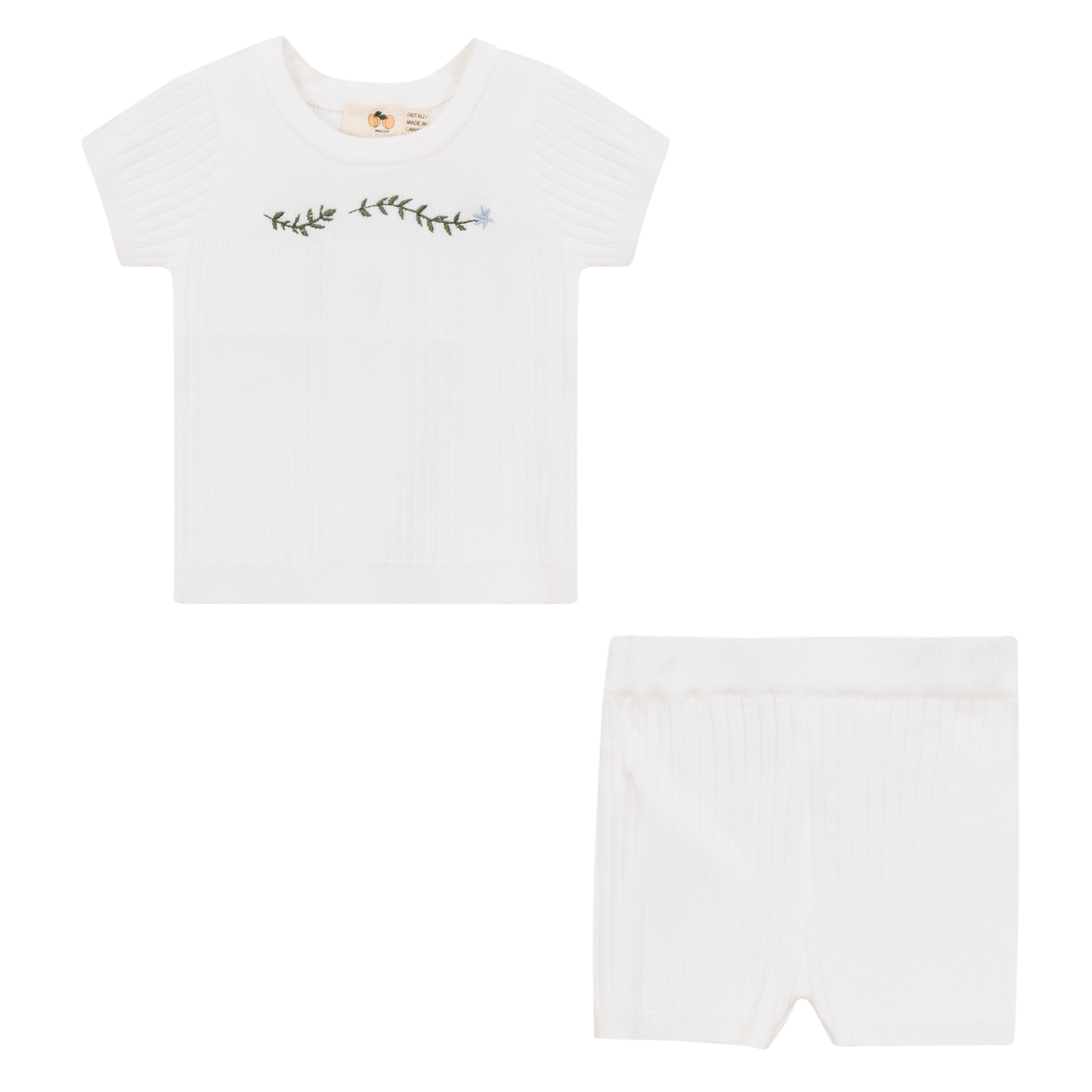 Rib knit Top and Shorts Set in Off White by Apricot