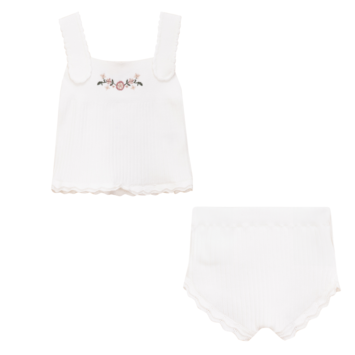 Rib Knit 2Pc Set in Off White by Apricot