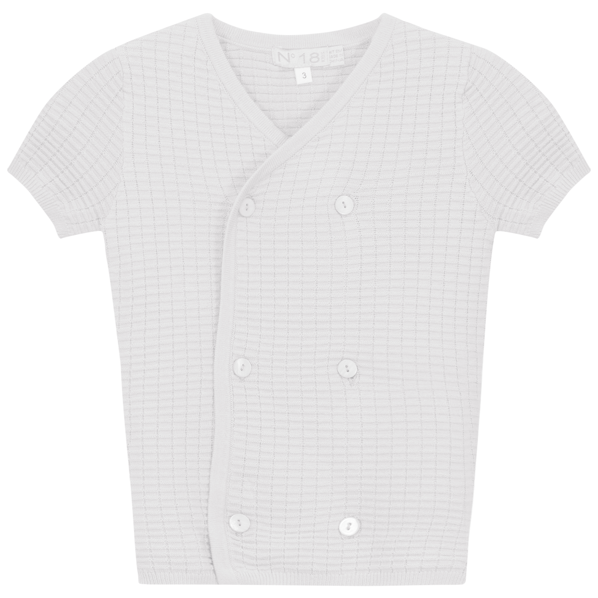 Knitted Double Breasted Top in White by No18 Kids