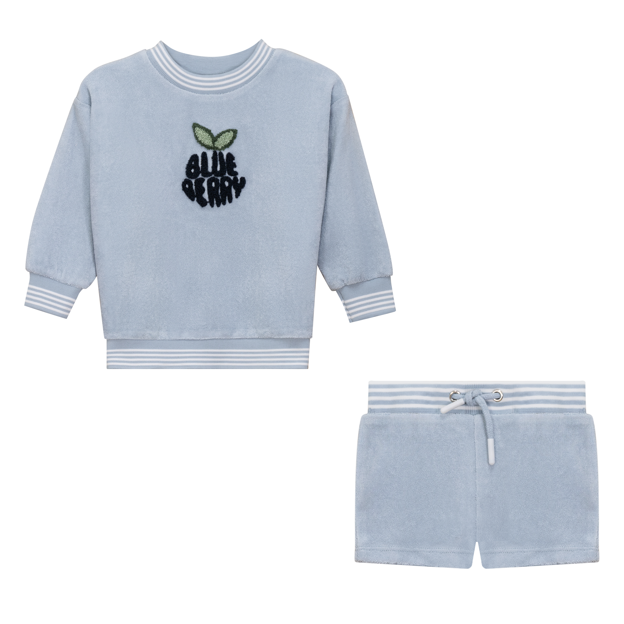 Blue Berry Striped Terry 2Pc Set in Blue by Puddles