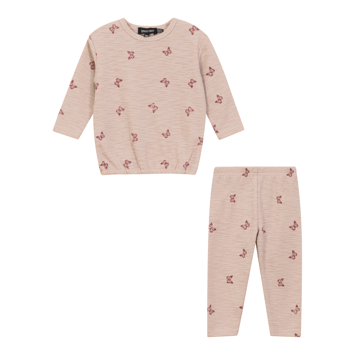 Butterfly Turtle Printed 2Pc Set in Nude by Space Grey