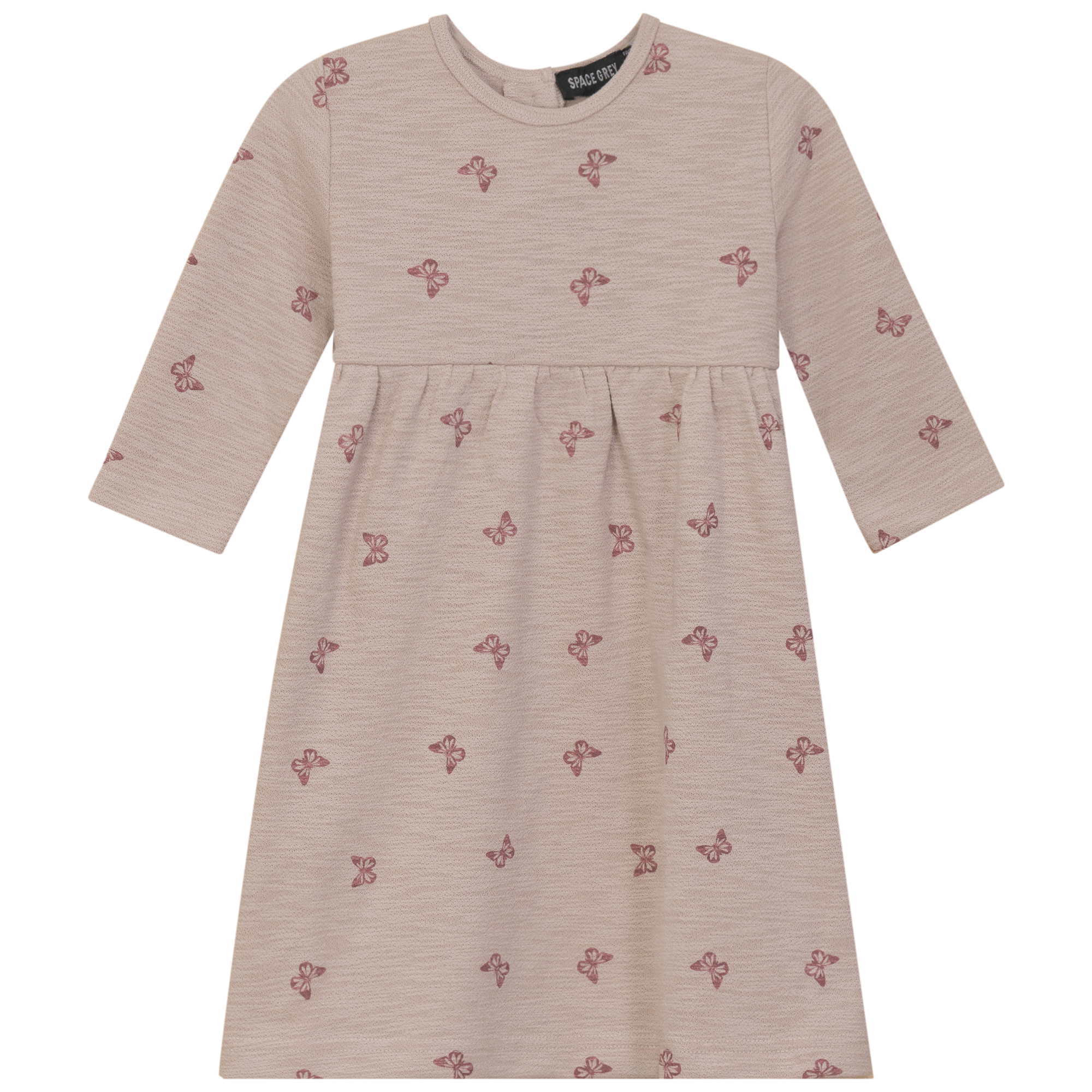 Butterfly Printed Dress in Nude by Space Grey