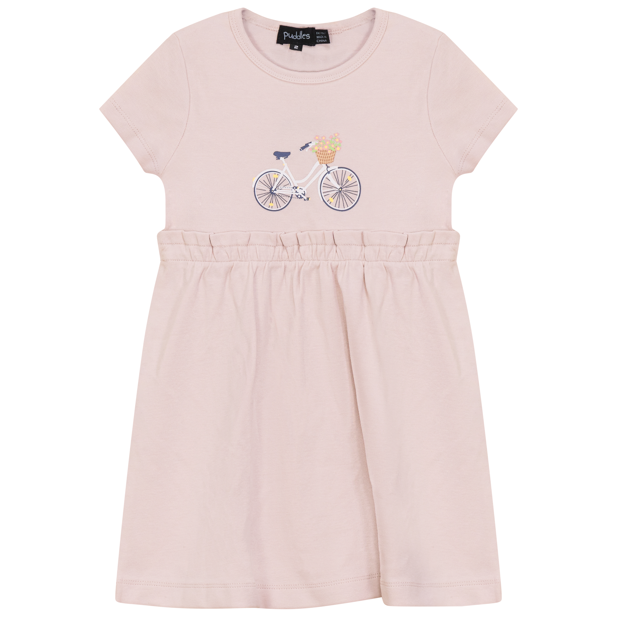 Bicycle Print Dress in Primrose by Puddles