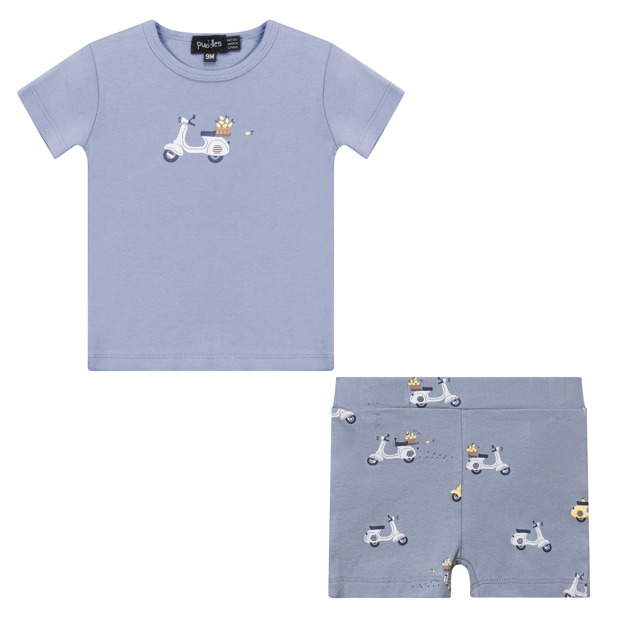 Scooter Print 2Pc Set in Blue by Puddles