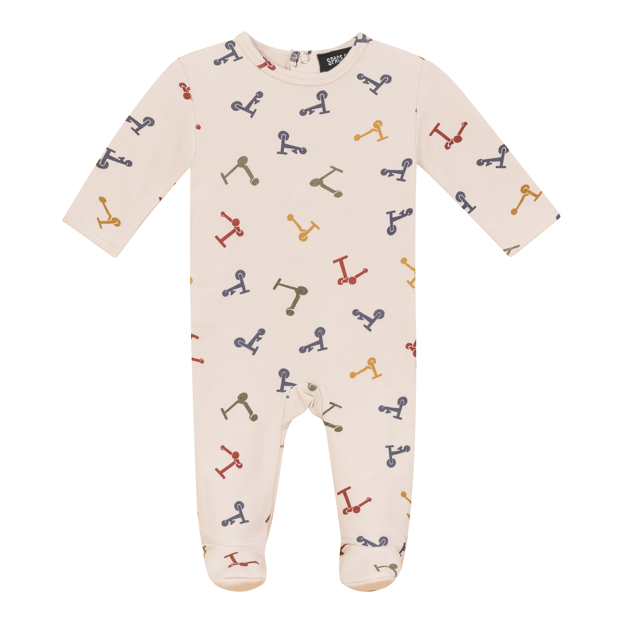 Scooter and Tulip Printed Onesie in Dark Almond 3 Months by Space Grey