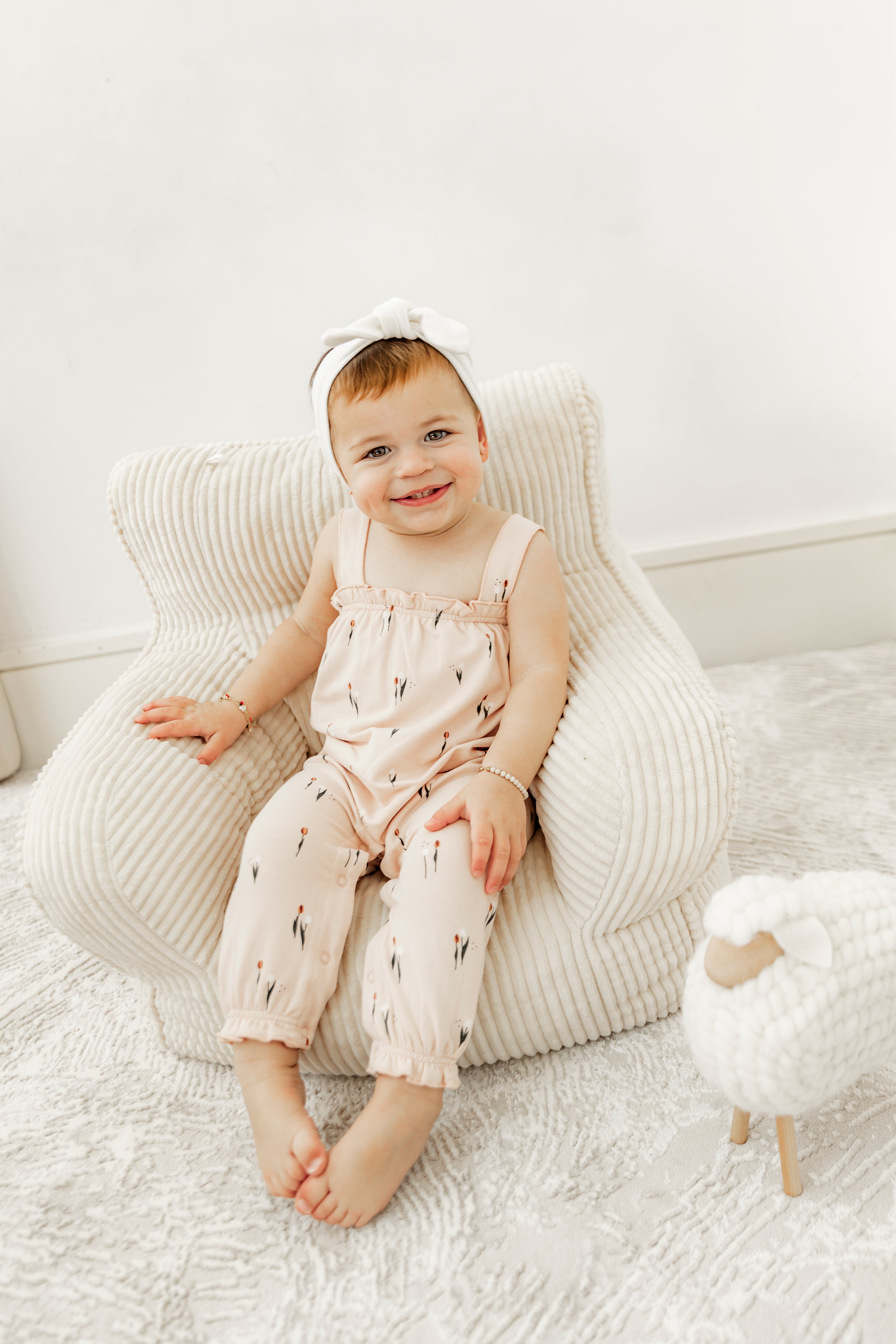 Tulip Printed Overall in Soft Pink by Space Grey
