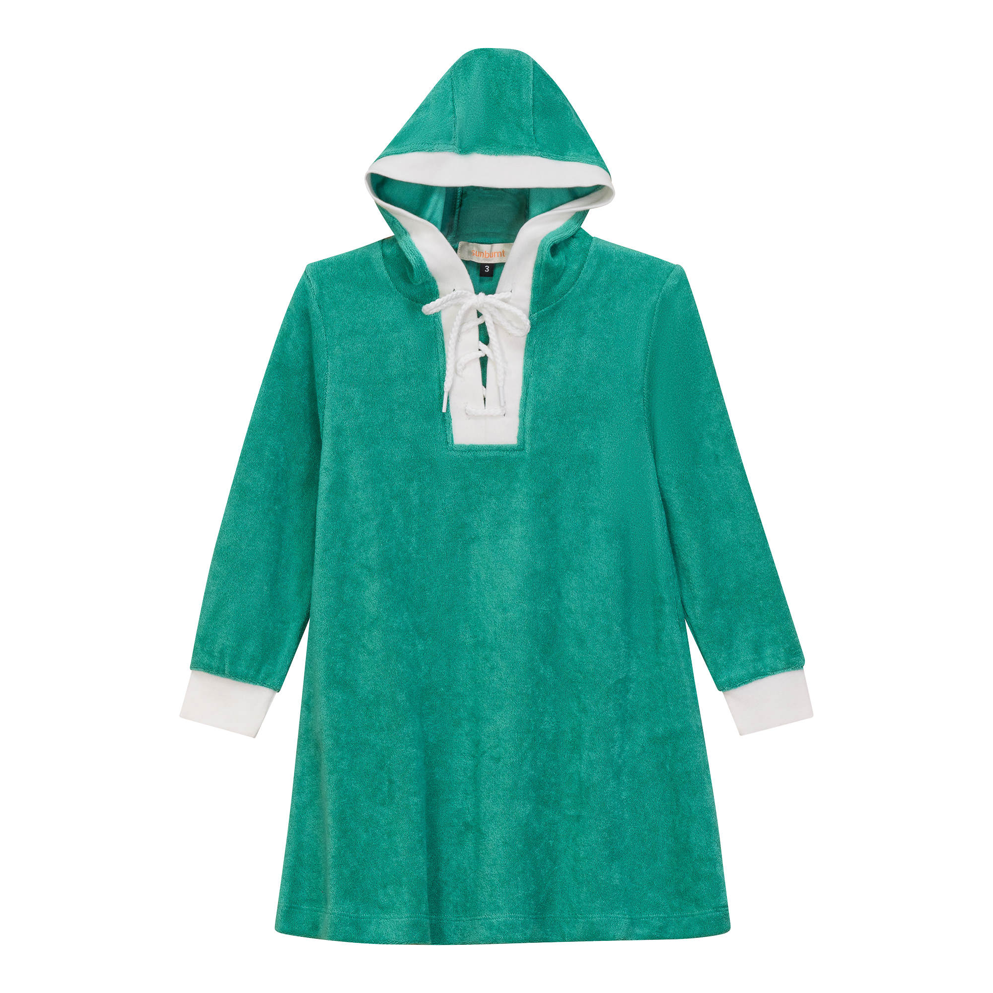 Cotton Terry Hoodie Dress in Green by Sunburnt