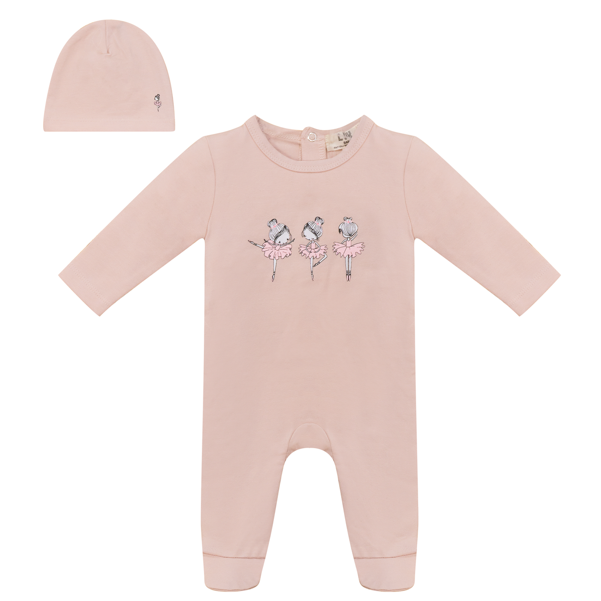 Balerina Plane Print Onesie with Hat in Soft Pink by Lux