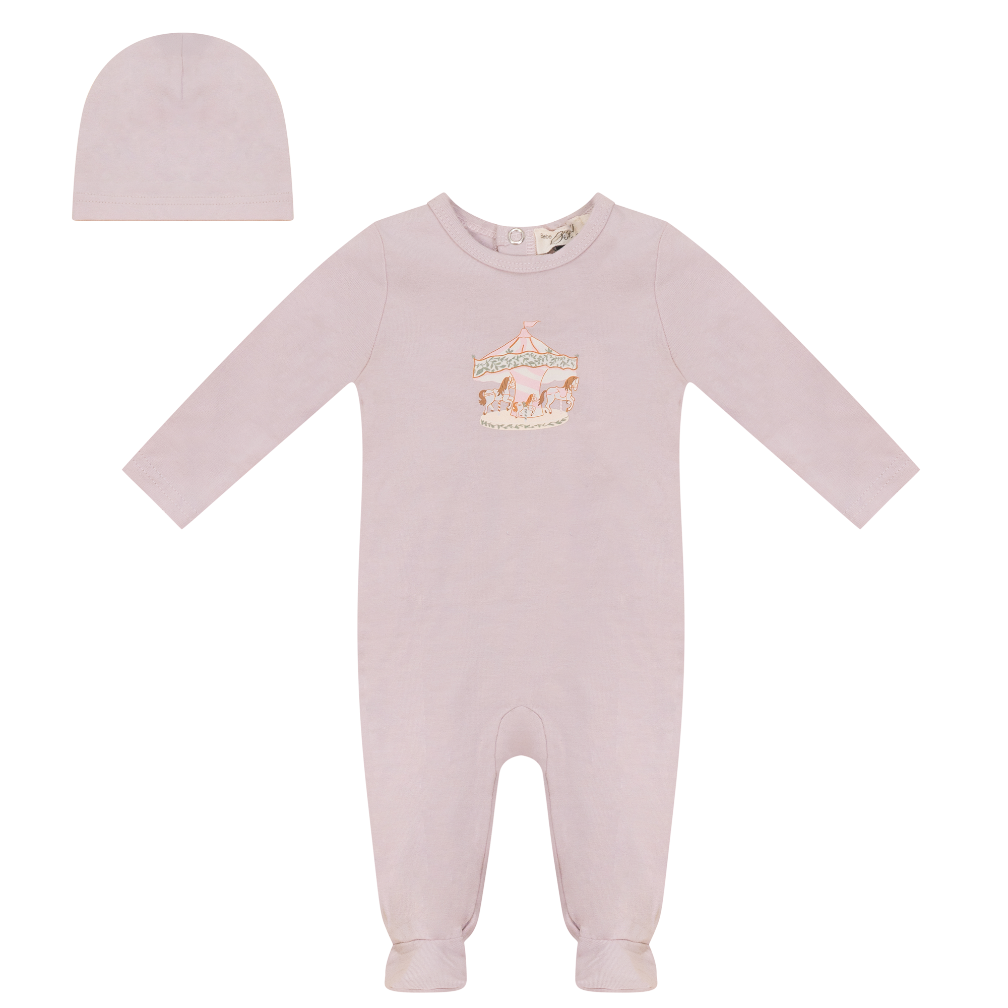 Carousel Print Onesie with Hat in Primrose by Bebe Bella