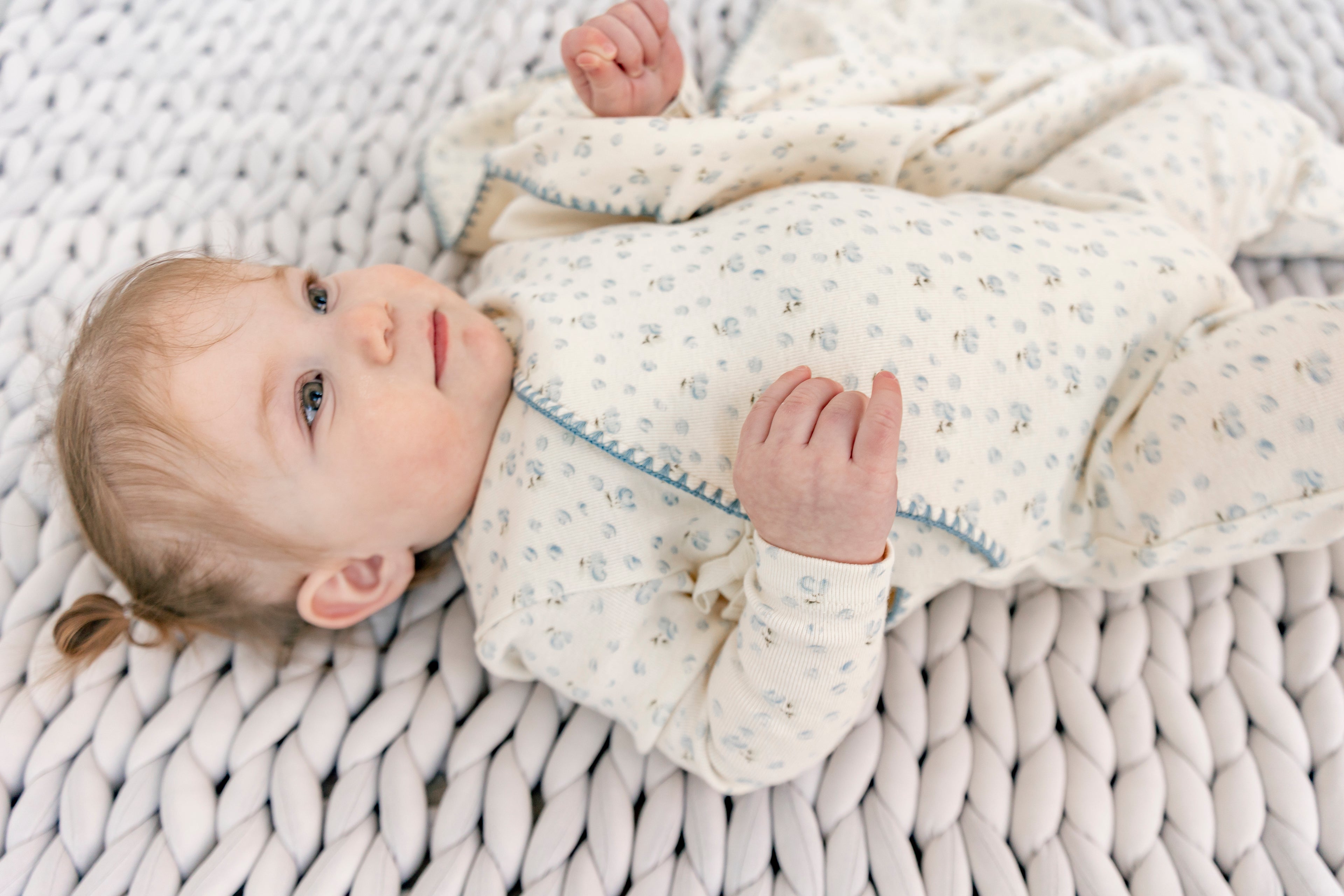 Ribbed Floral Onesie with Hat in by Bebe Bella