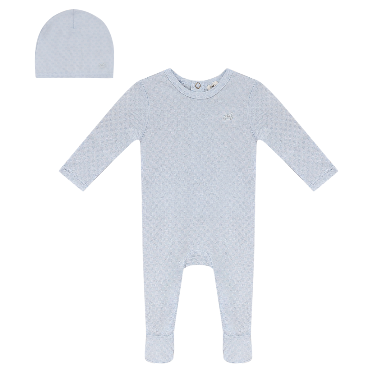 Checkered Onesie with Hat in Blue by Mr. Mr.