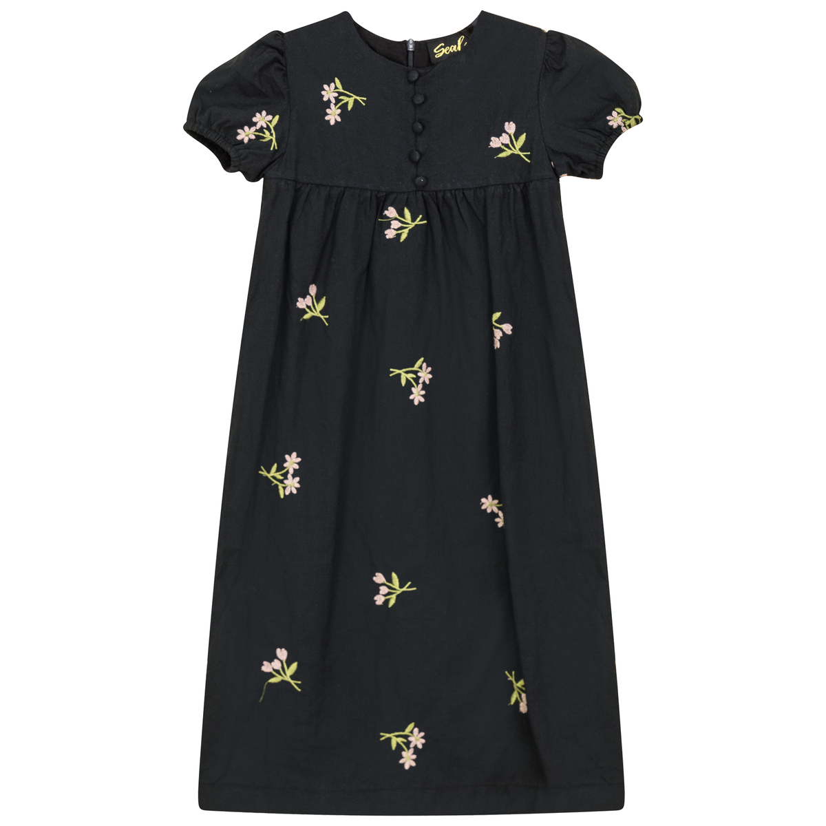 Woven Embroidered Floral Robe in Black by Seal