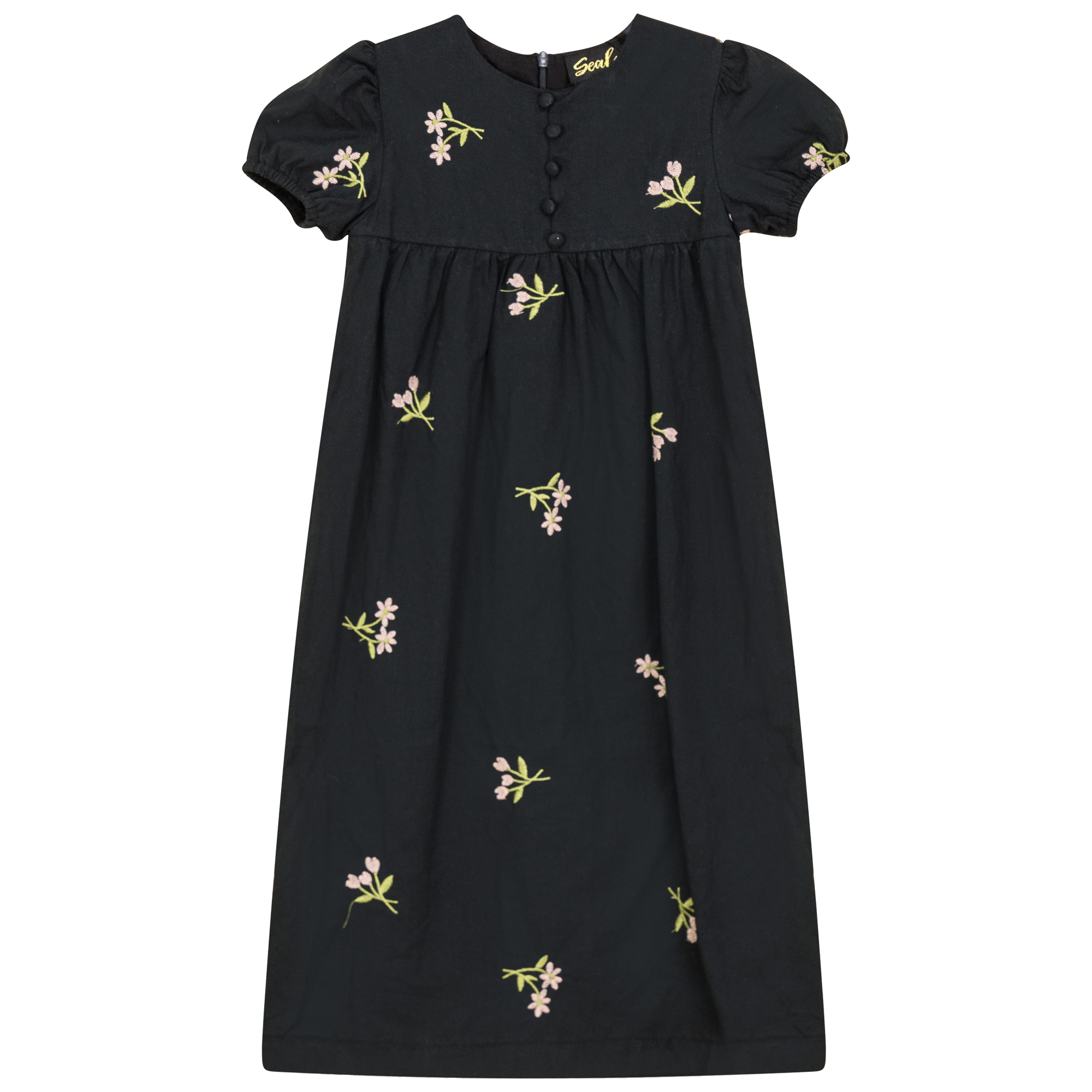 Woven Embroidered Floral Robe in Black by Seal