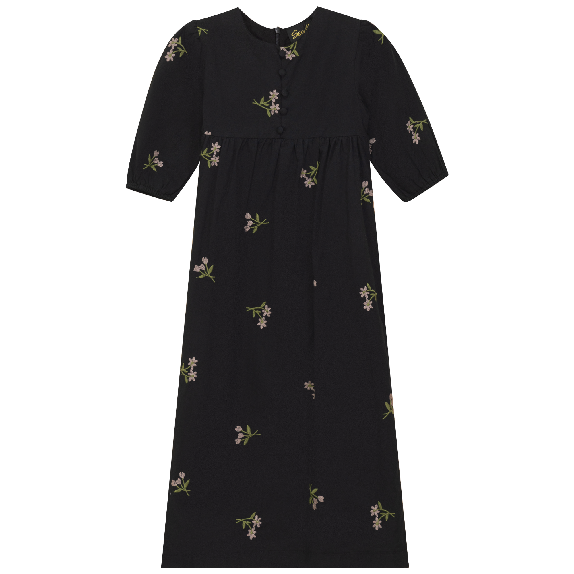 Woven Embroidered Floral Robe in Black by Seal