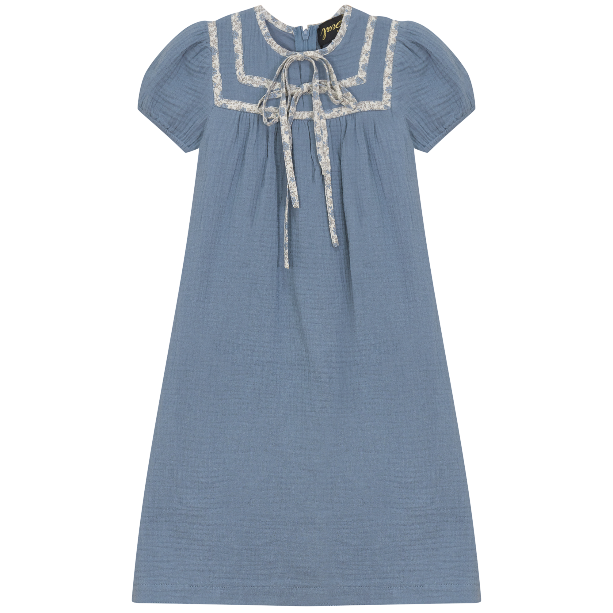 Floral Tape Gauze Robe in Blue by Seal