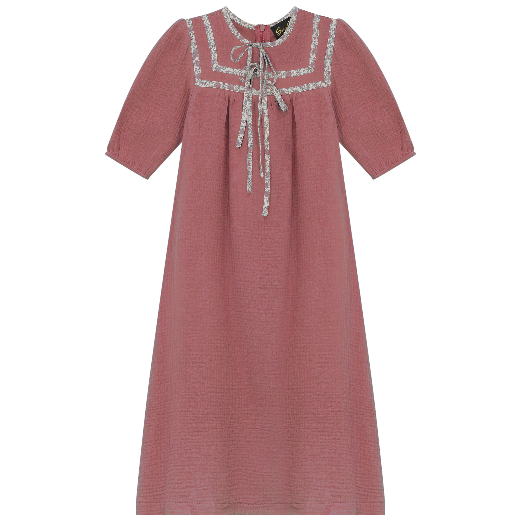 Floral Tape Gauze Robe in Blue by Seal