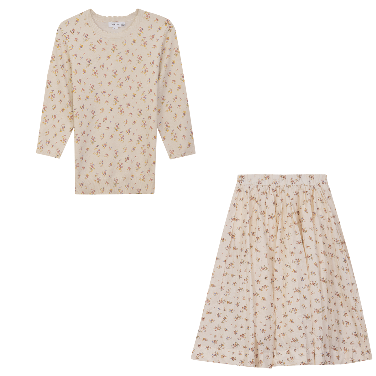 Floral Printed 2Pc Set in Cream by Imagine