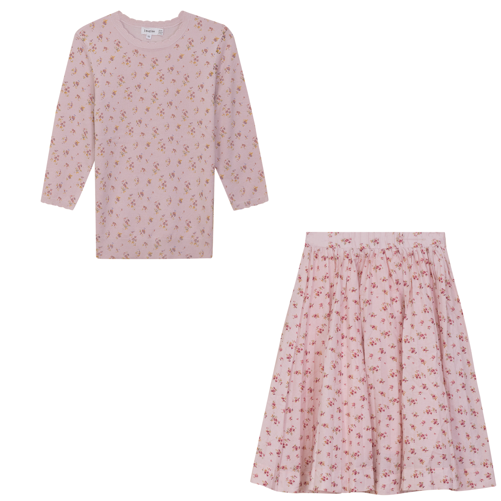 Floral Printed 2Pc Set in Pink by Imagine