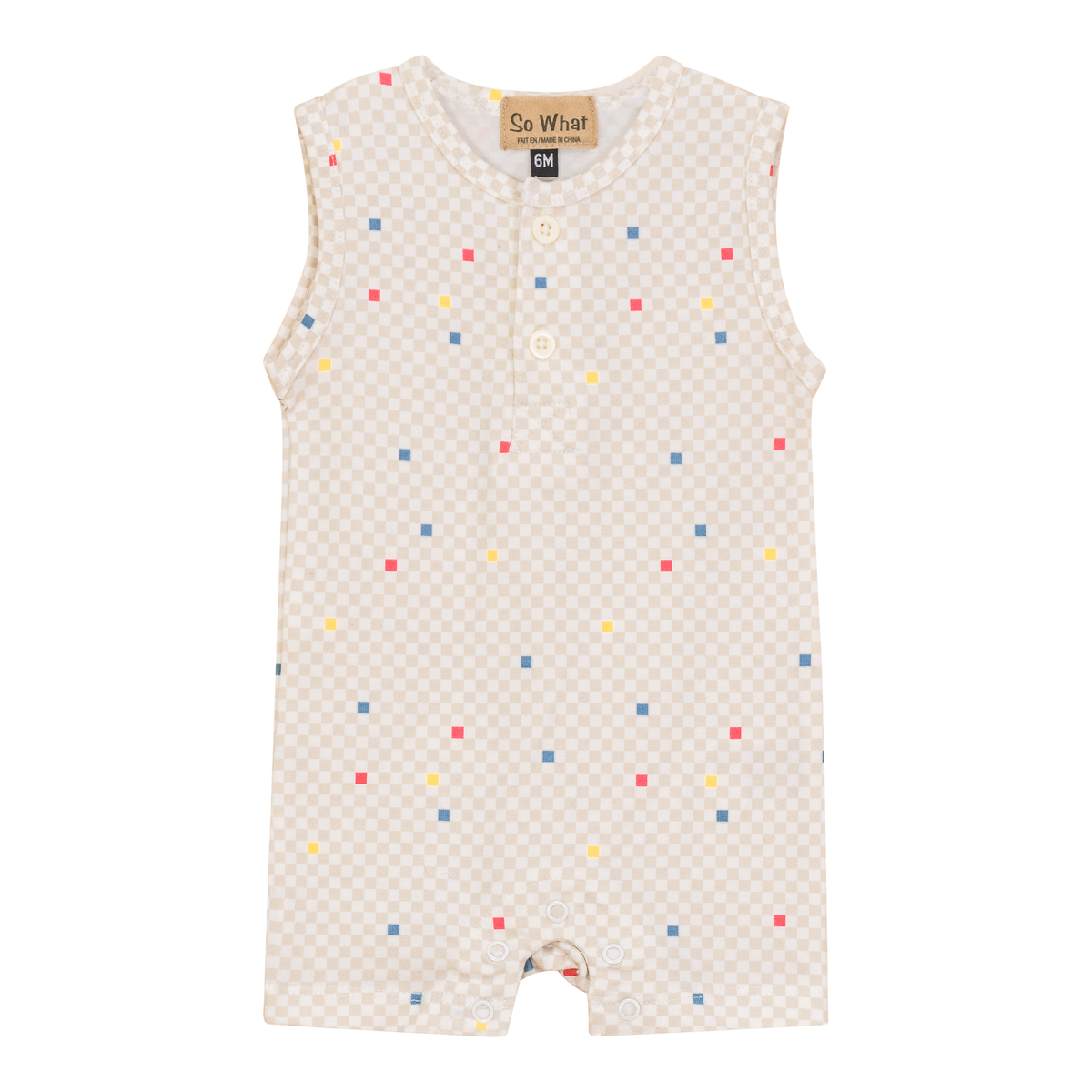 Checkered Romper in Off White Multi Chechered by So What